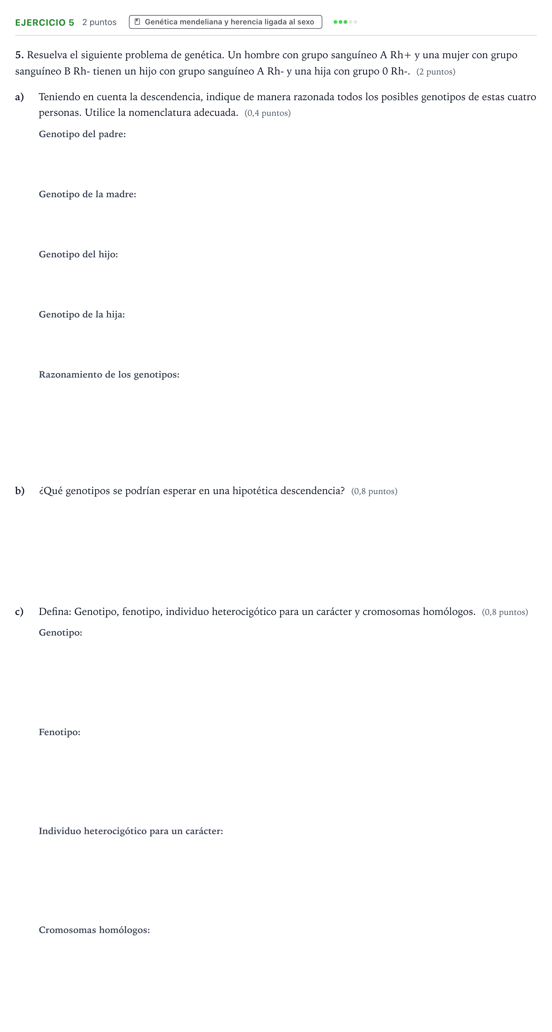 Enunciado: Problema 5 · Biología PAU Aragón Extraordinaria 2023