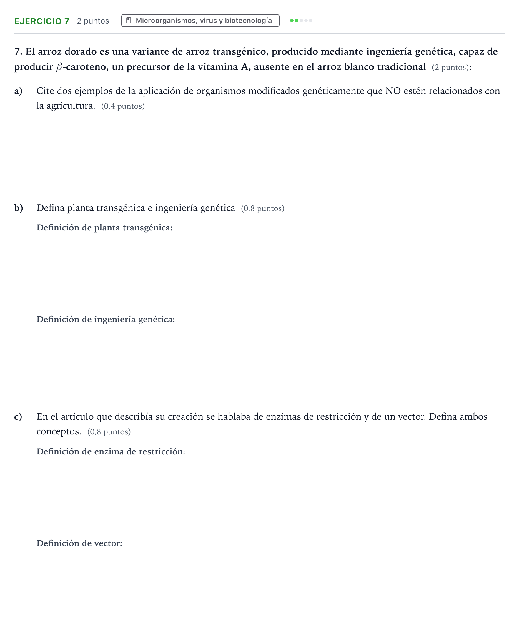 Enunciado: Problema 7 · Biología PAU Aragón Extraordinaria 2023