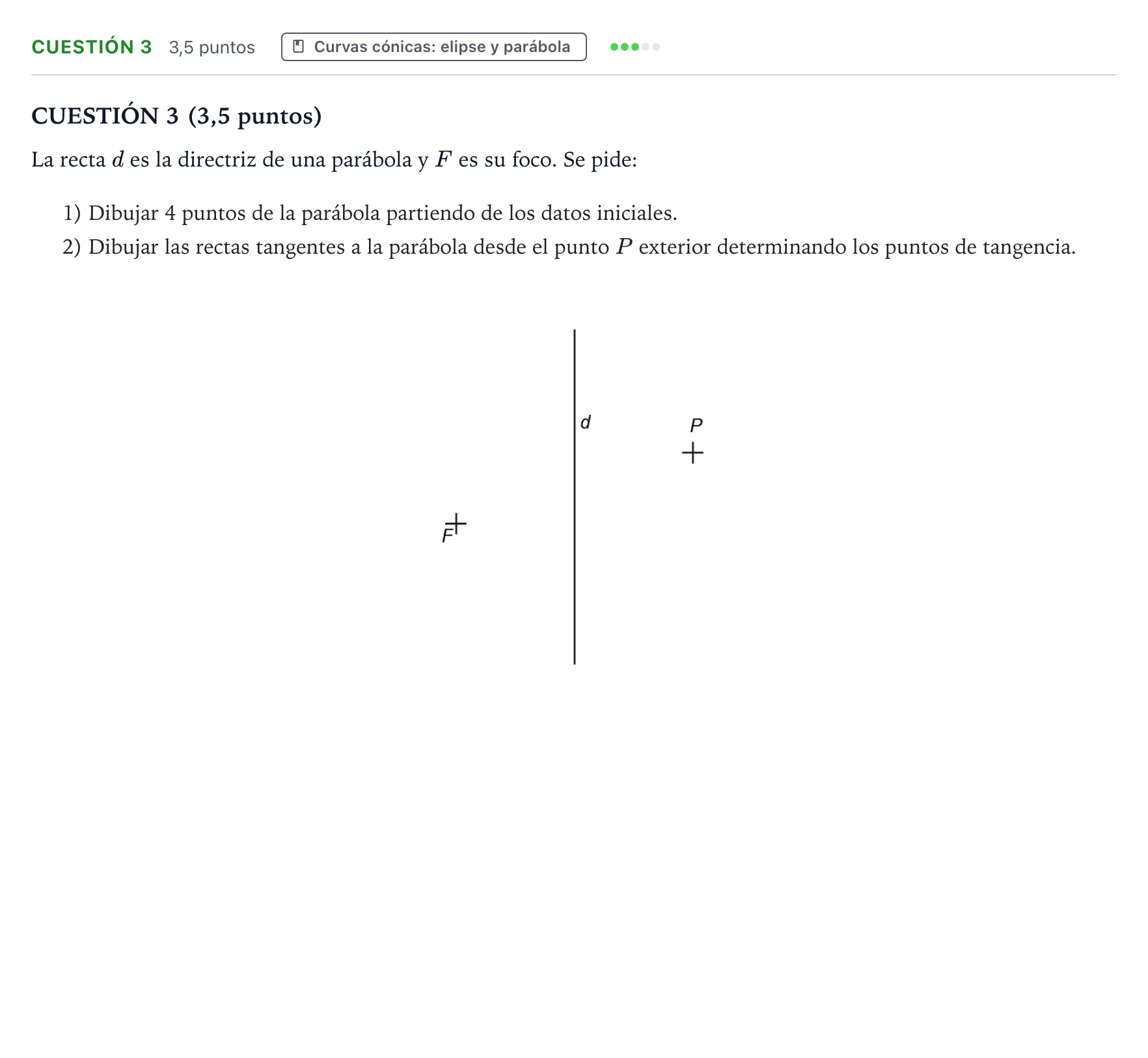 Enunciado: Cuestión 3 · Dibujo técnico II PAU Aragón Extraordinaria 2023