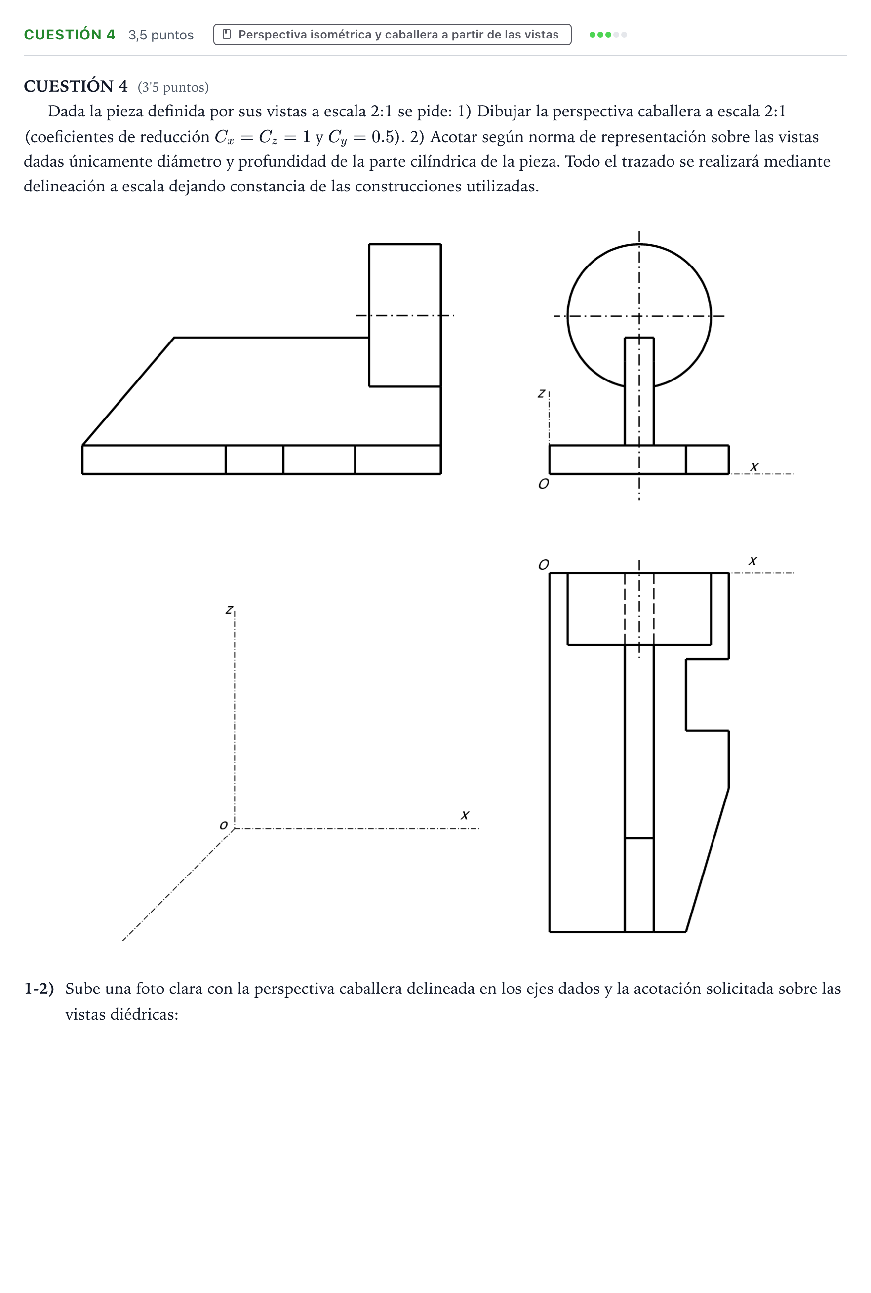Enunciado: Cuestión 4 · Dibujo técnico II PAU Aragón Extraordinaria 2023