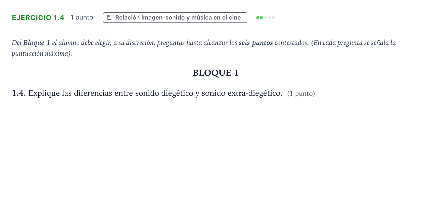 Enunciado: Ejercicio 1.4 · Cultura Audiovisual II PAU Aragón Ordinaria 2023