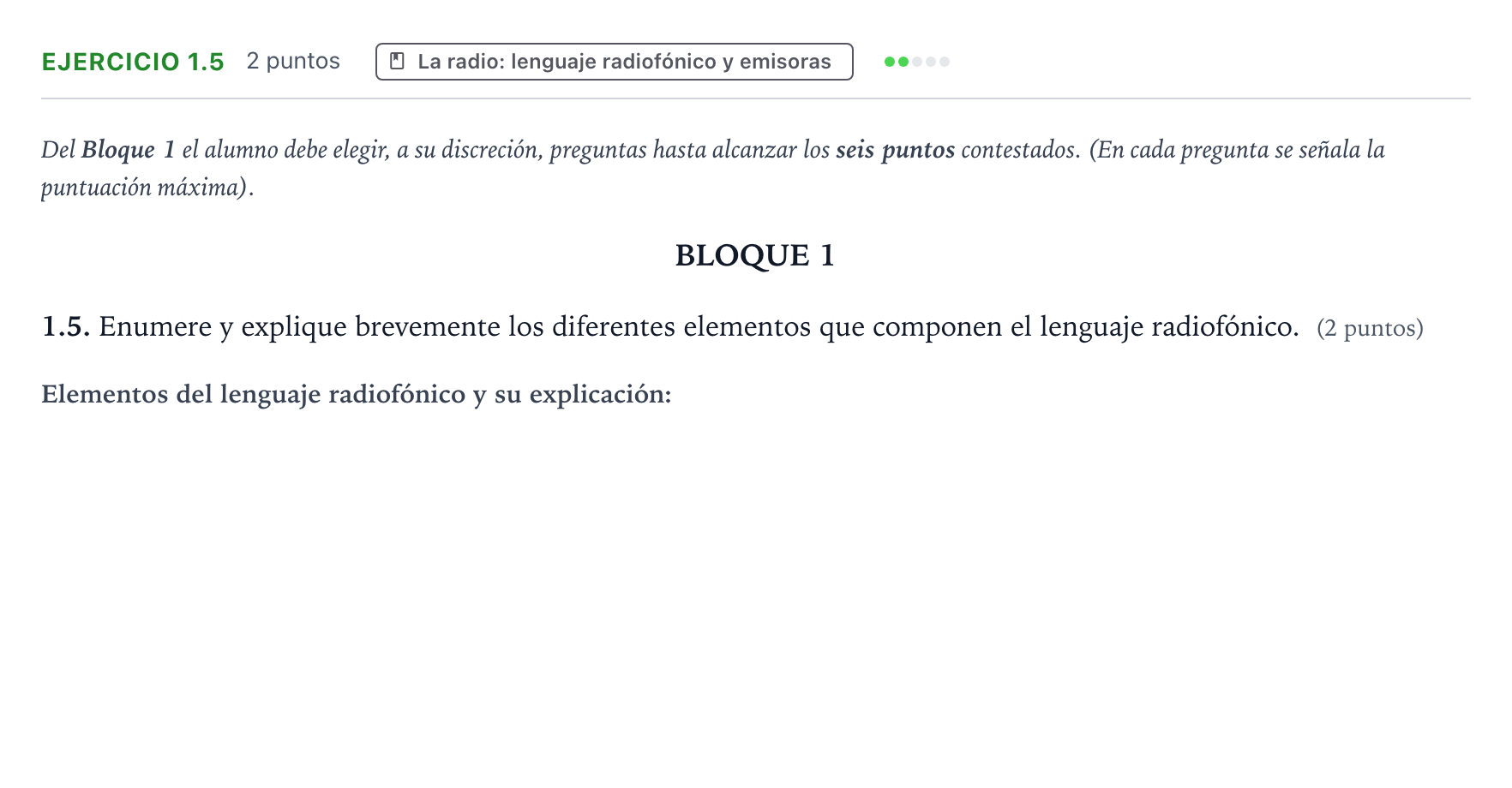 Enunciado: Ejercicio 1.5 · Cultura Audiovisual II PAU Aragón Ordinaria 2023