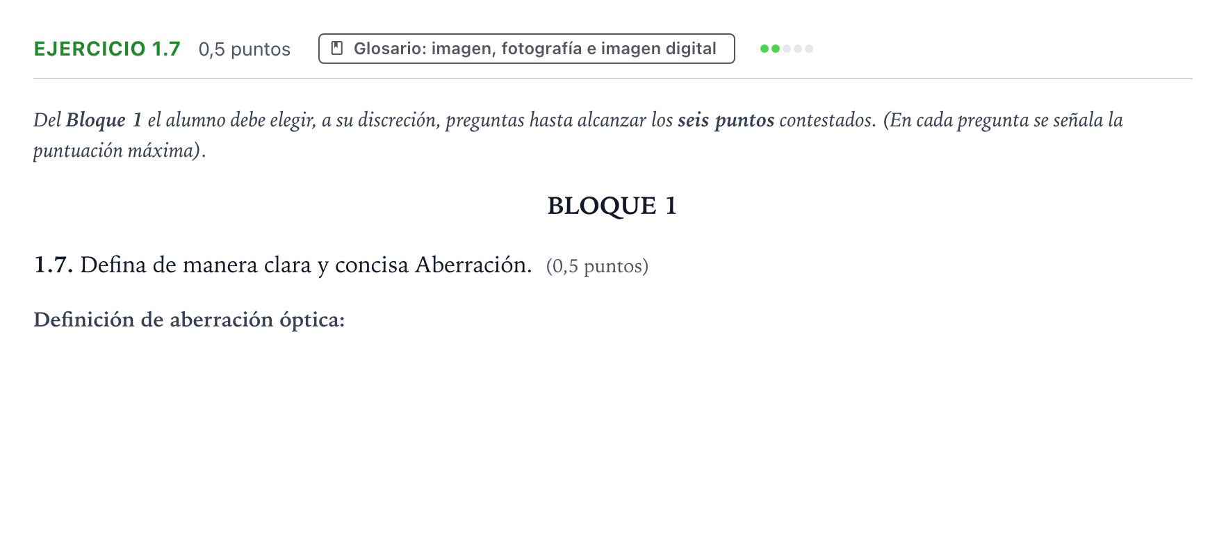 Enunciado: Ejercicio 1.7 · Cultura Audiovisual II PAU Aragón Ordinaria 2023