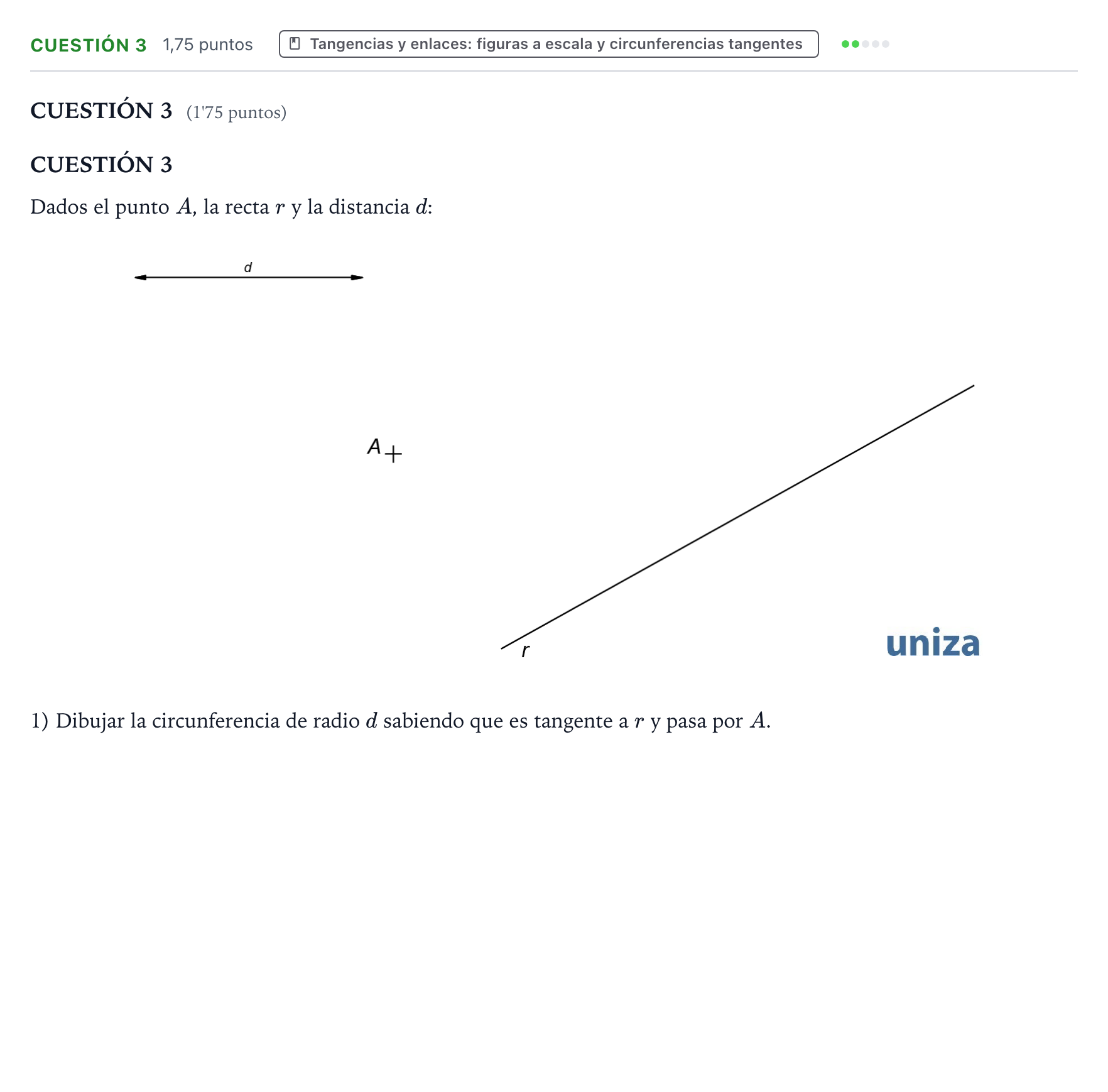 Enunciado: Cuestión 3 - Tangencias y enlaces · Dibujo técnico II PAU Aragón Ordinaria 2023