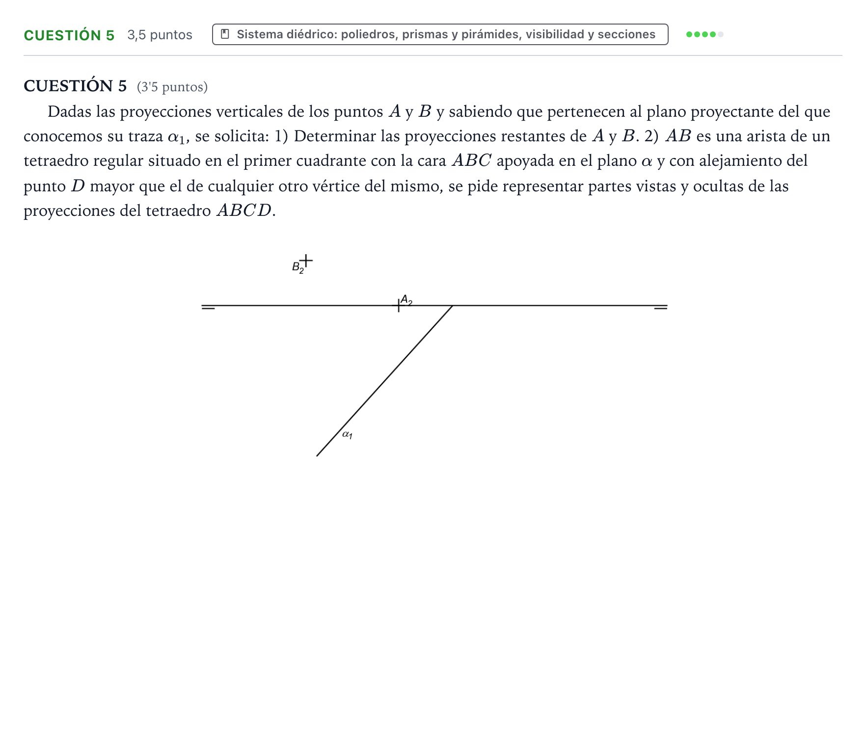 Enunciado: Cuestión 5 · Dibujo técnico II PAU Aragón Ordinaria 2023