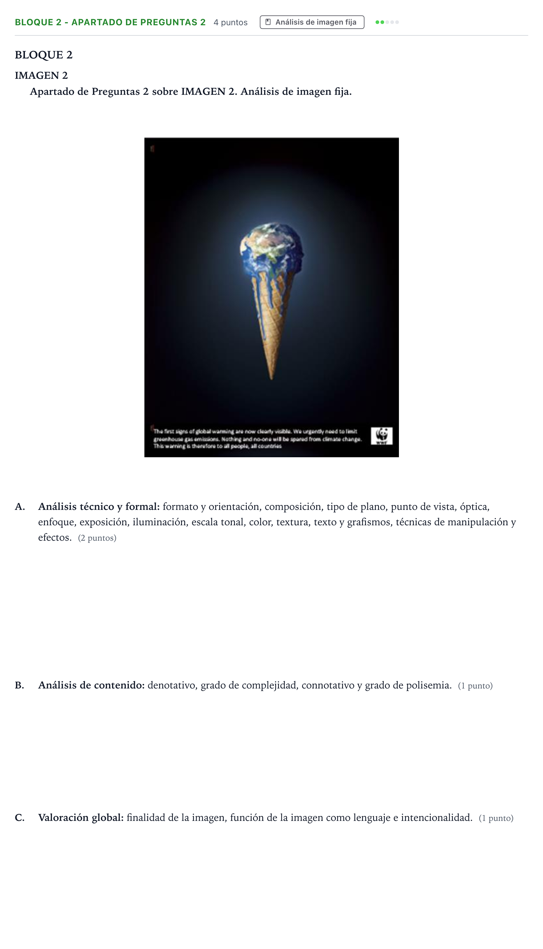 Enunciado: Bloque 2 - Apartado de Preguntas 2 · Cultura Audiovisual II PAU Aragón Extraordinaria 2023