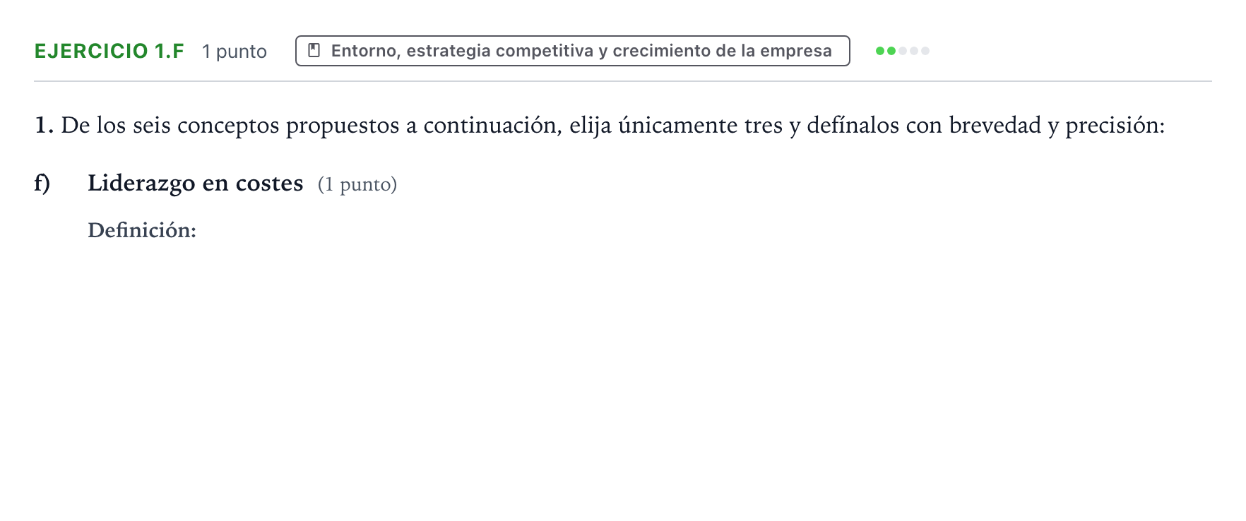 Enunciado: Ejercicio 1.f · Empresa y Diseño de Modelos de Negocio PAU Aragón Extraordinaria 2023