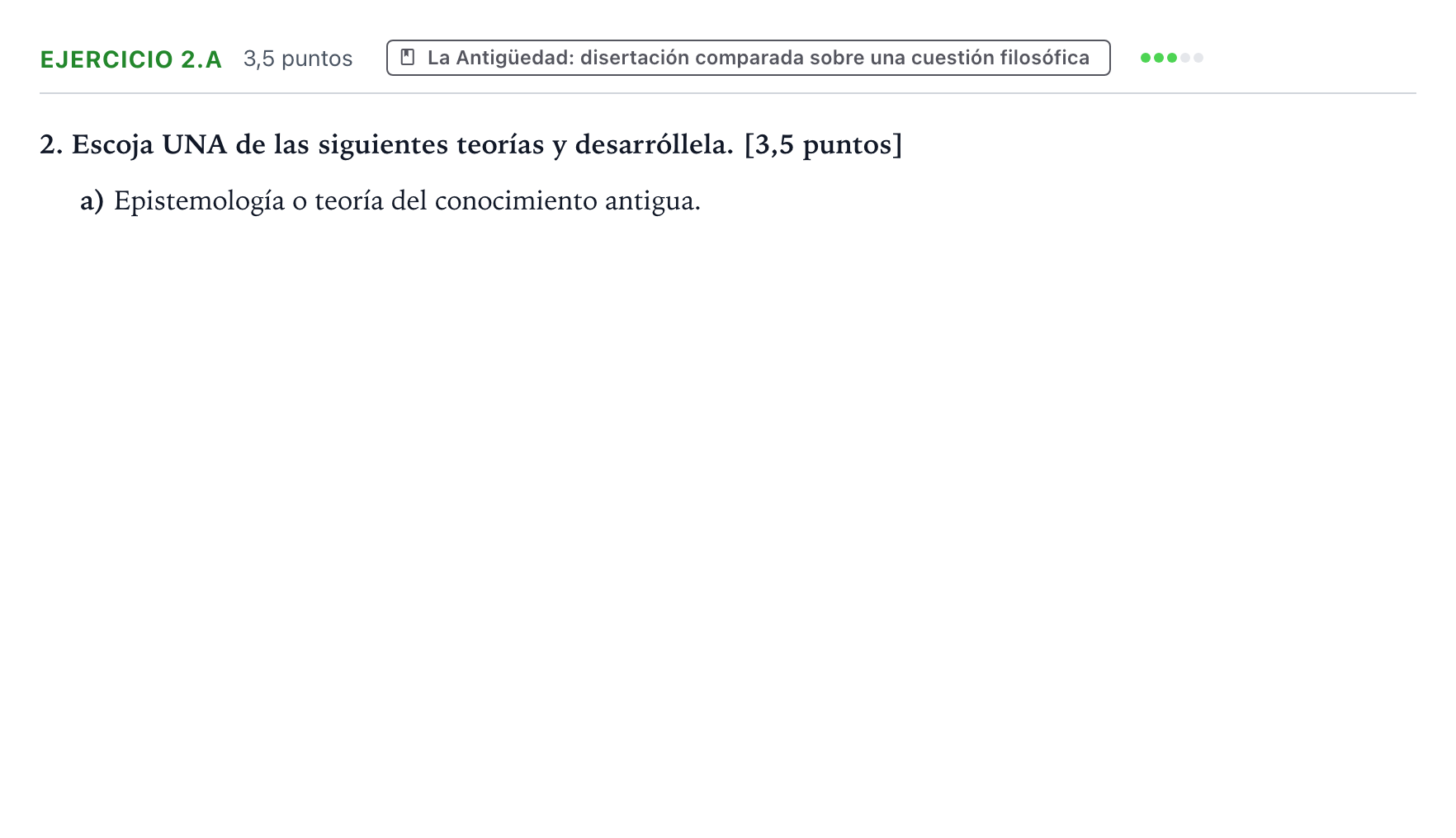 Enunciado: Ejercicio 2.a · Historia de la Filosofía PAU Aragón Extraordinaria 2023