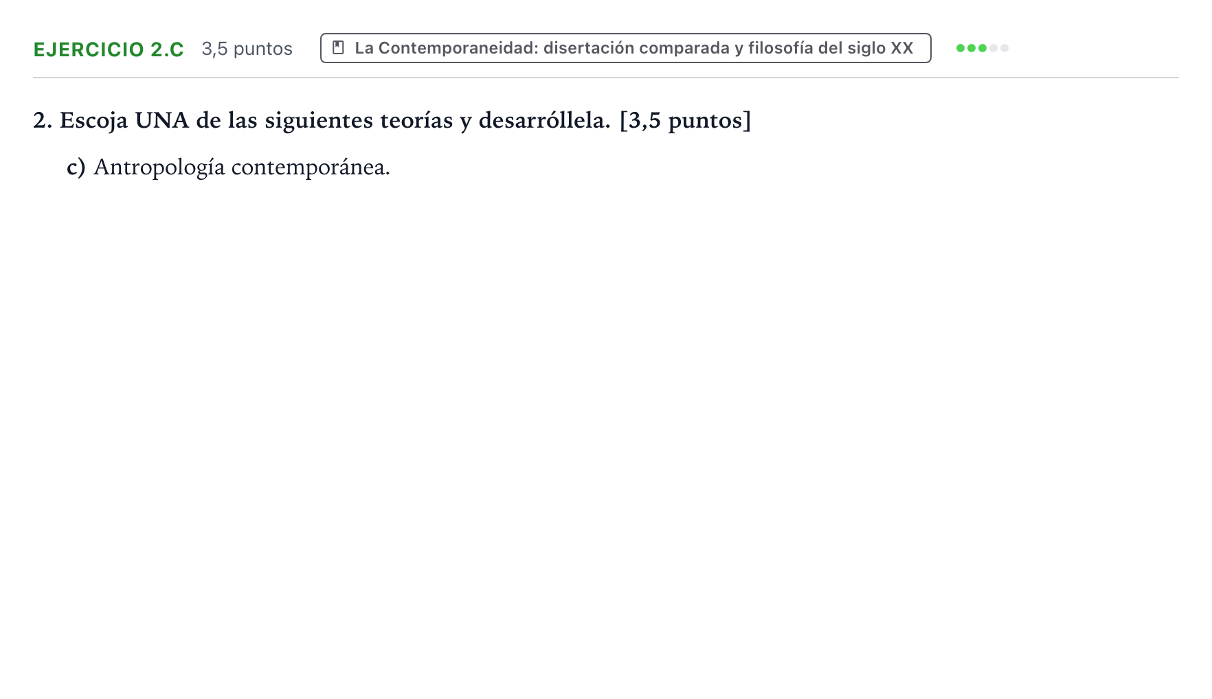 Enunciado: Ejercicio 2.c · Historia de la Filosofía PAU Aragón Extraordinaria 2023