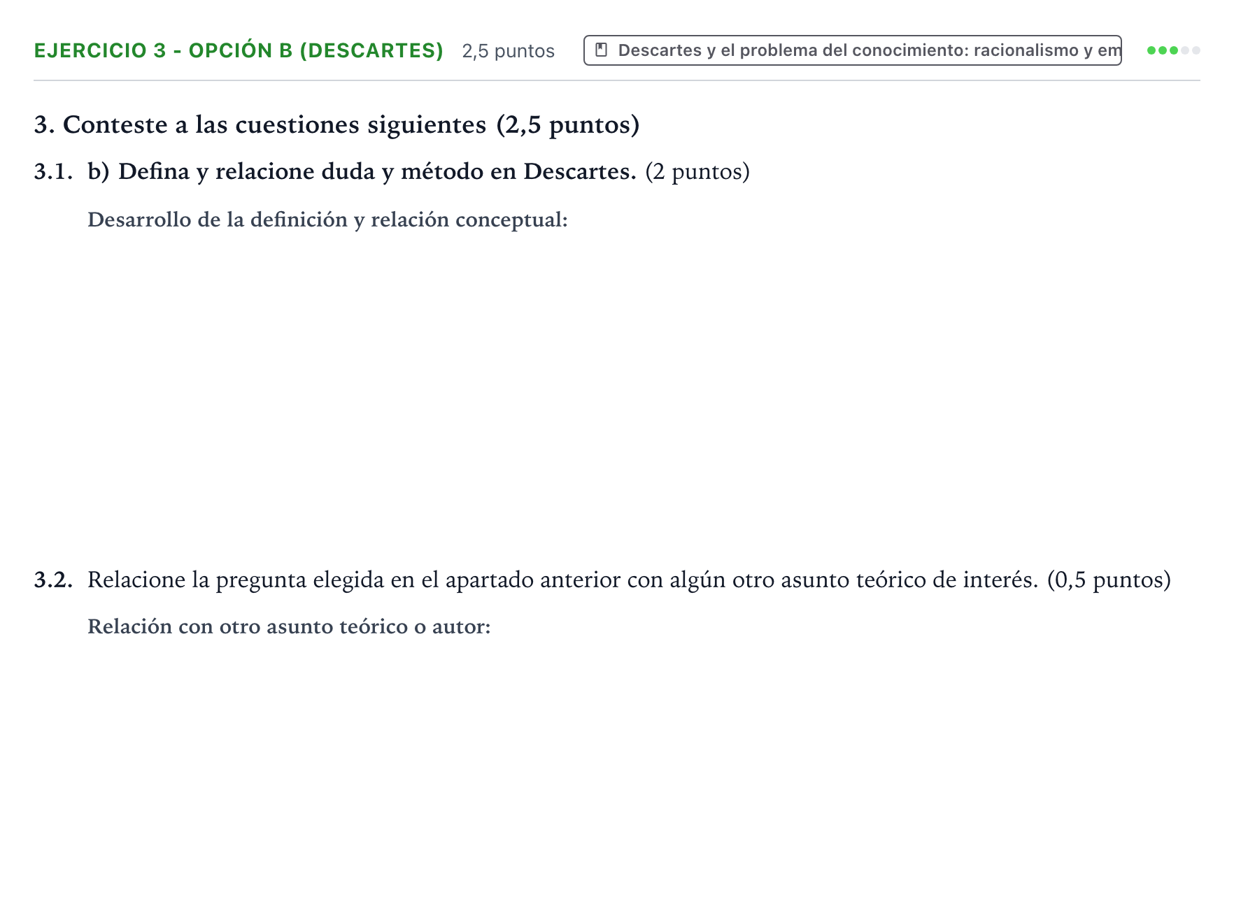 Enunciado: Ejercicio 3 - Opción b (Descartes) · Historia de la Filosofía PAU Aragón Extraordinaria 2023