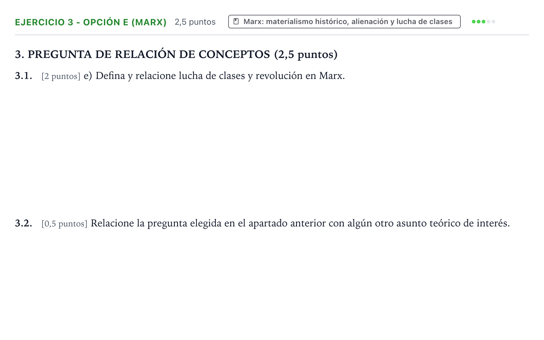 Enunciado: Ejercicio 3 - Opción e (Marx) · Historia de la Filosofía PAU Aragón Extraordinaria 2023