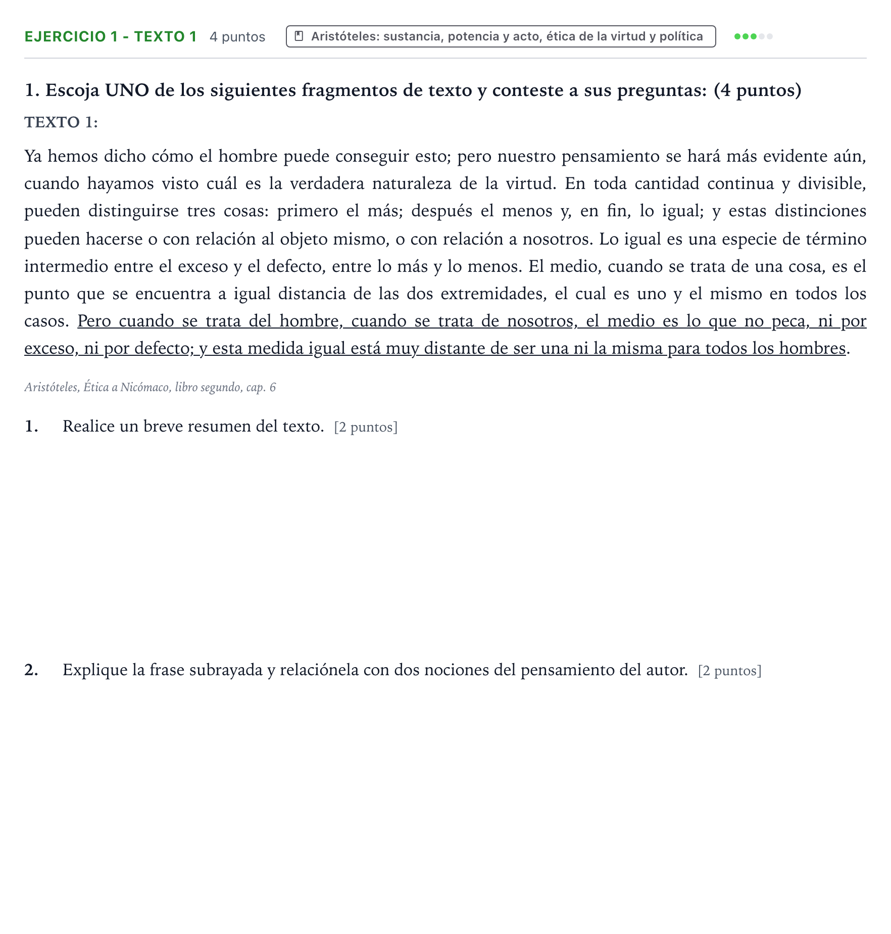 Enunciado: Ejercicio 1 - Texto 1 · Historia de la Filosofía PAU Aragón Extraordinaria 2023