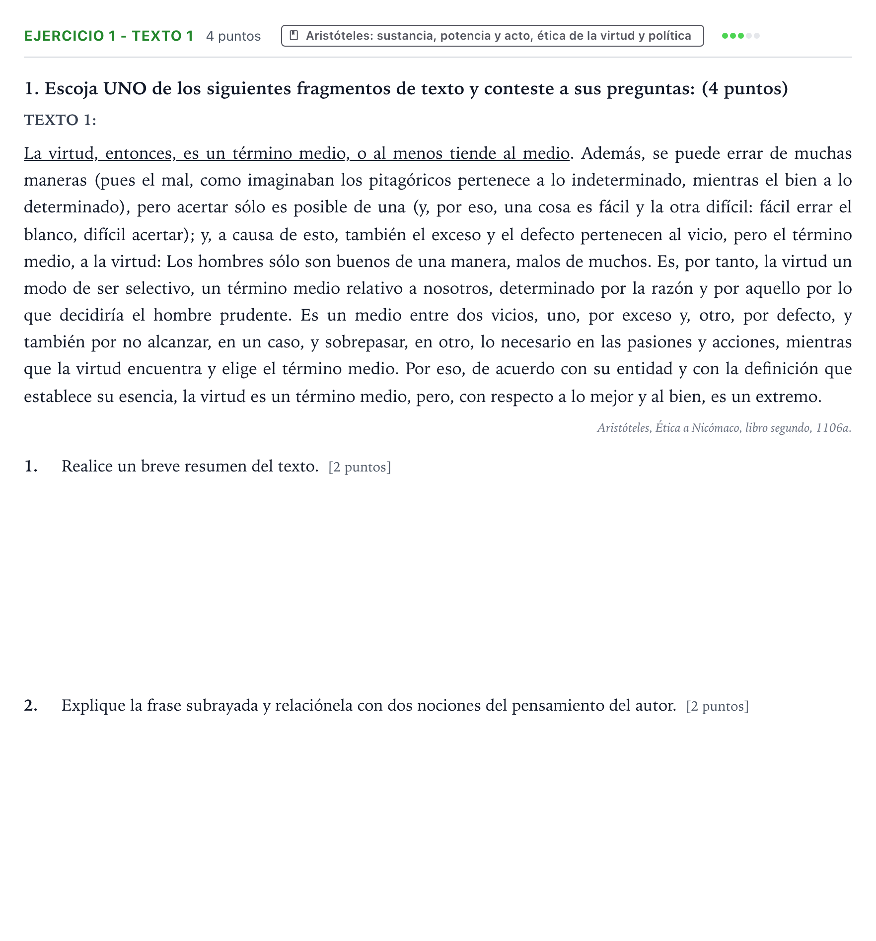 Enunciado: Ejercicio 1 - Texto 1 · Historia de la Filosofía PAU Aragón Ordinaria 2023