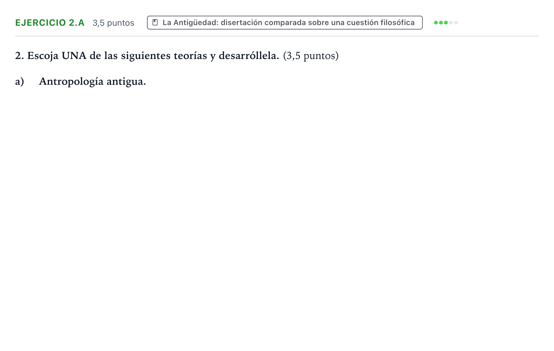 Enunciado: Ejercicio 2.a · Historia de la Filosofía PAU Aragón Ordinaria 2023