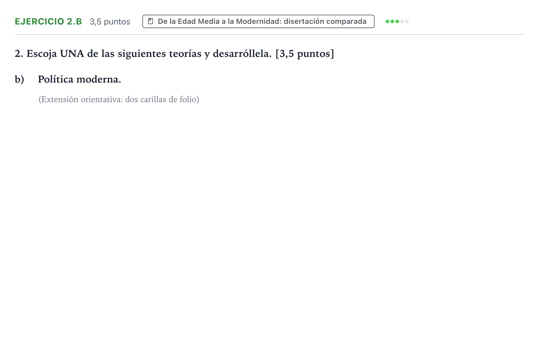 Enunciado: Ejercicio 2.b · Historia de la Filosofía PAU Aragón Ordinaria 2023