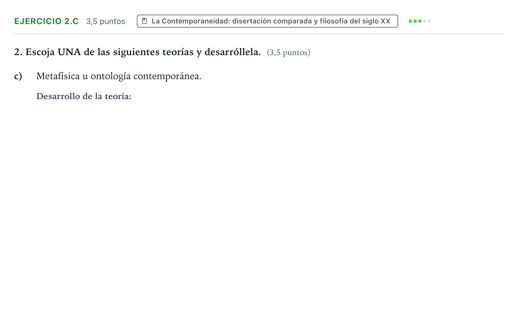 Enunciado: Ejercicio 2.c · Historia de la Filosofía PAU Aragón Ordinaria 2023