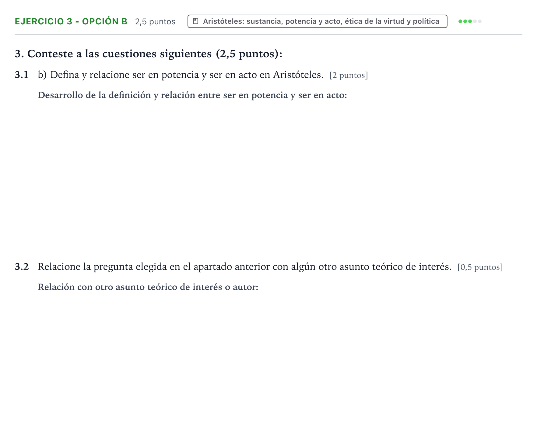 Enunciado: Ejercicio 3 - Opción b · Historia de la Filosofía PAU Aragón Ordinaria 2023