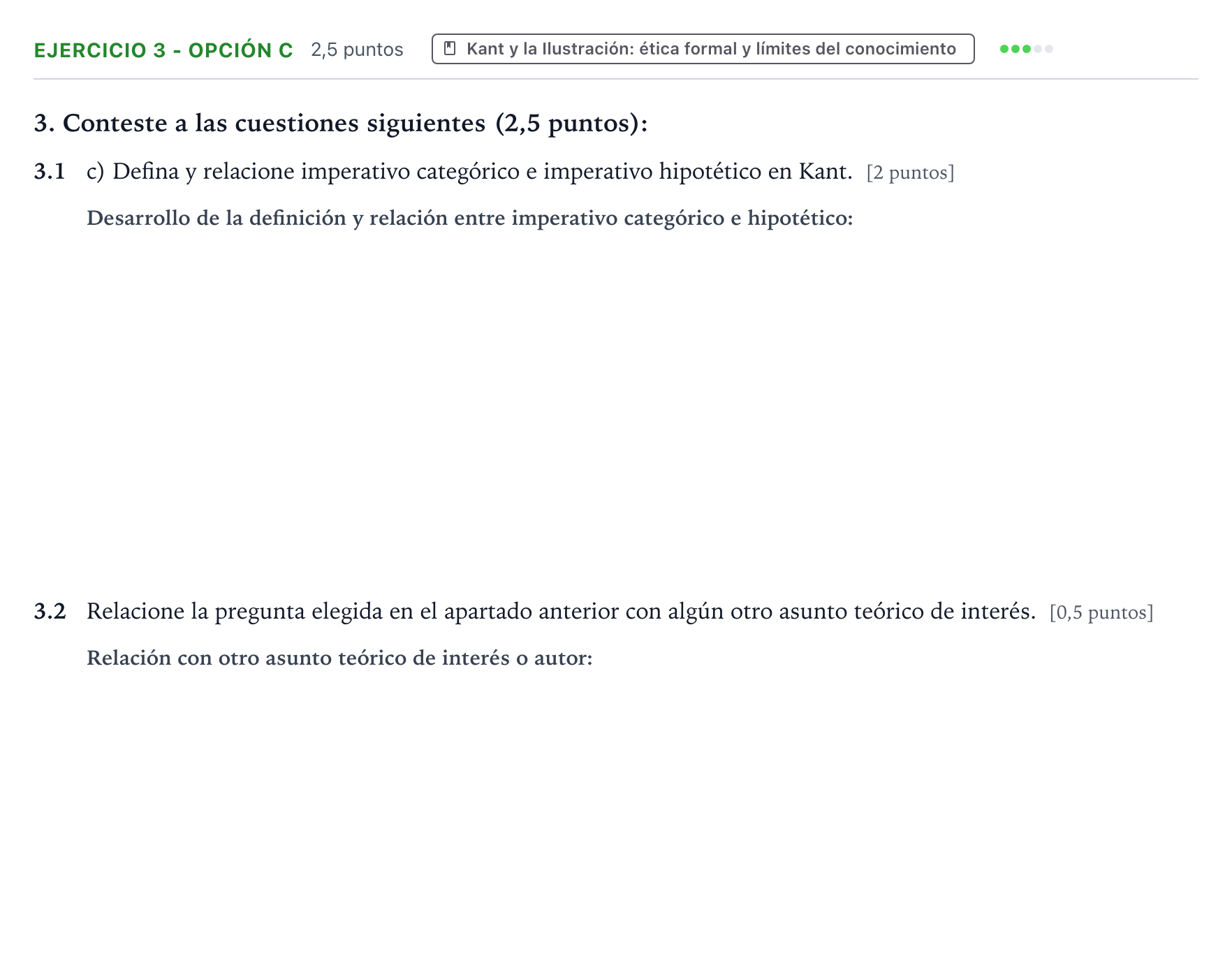 Enunciado: Ejercicio 3 - Opción c · Historia de la Filosofía PAU Aragón Ordinaria 2023
