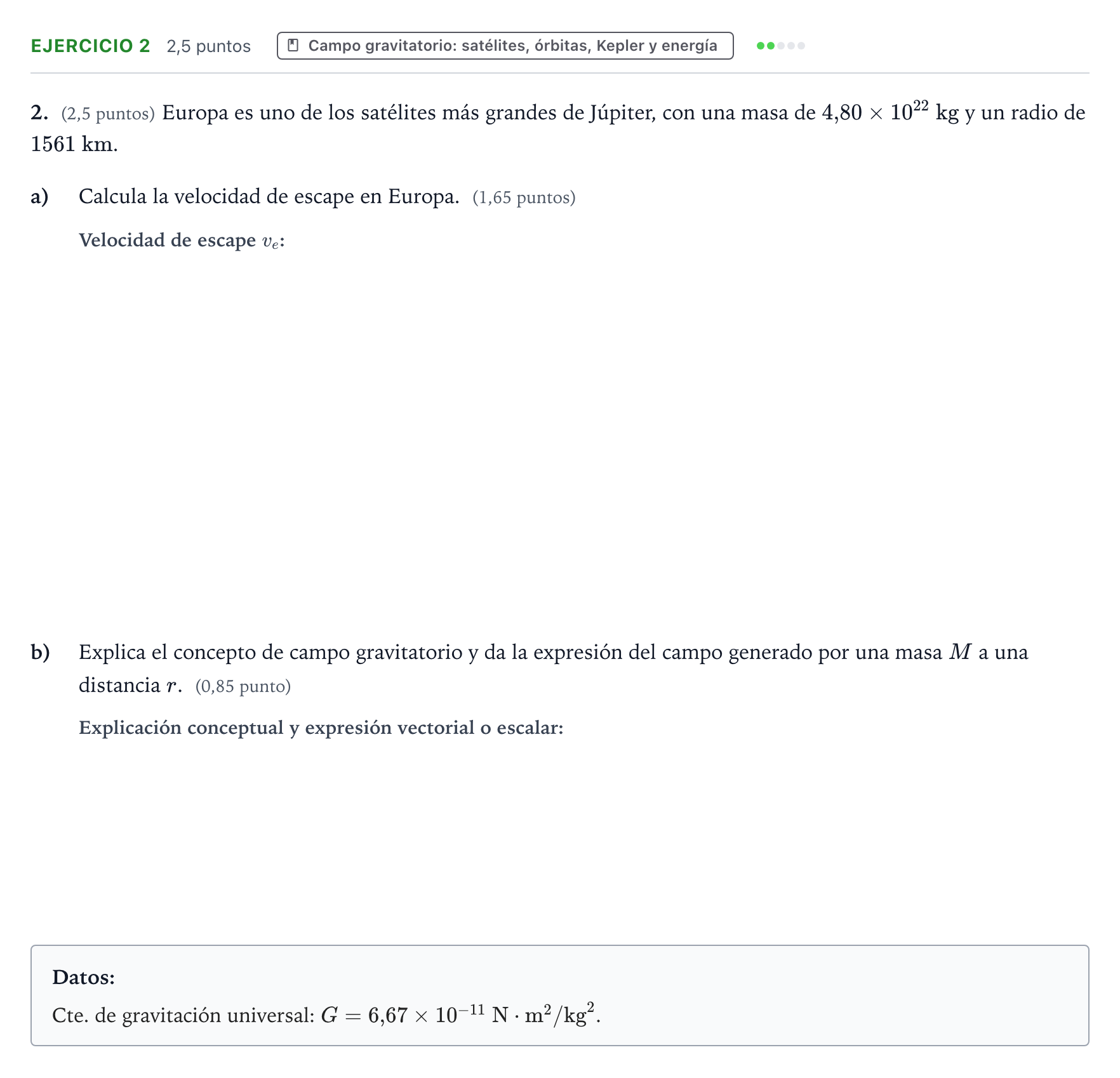 Enunciado: Problema 2 · Física PAU Aragón Extraordinaria 2023