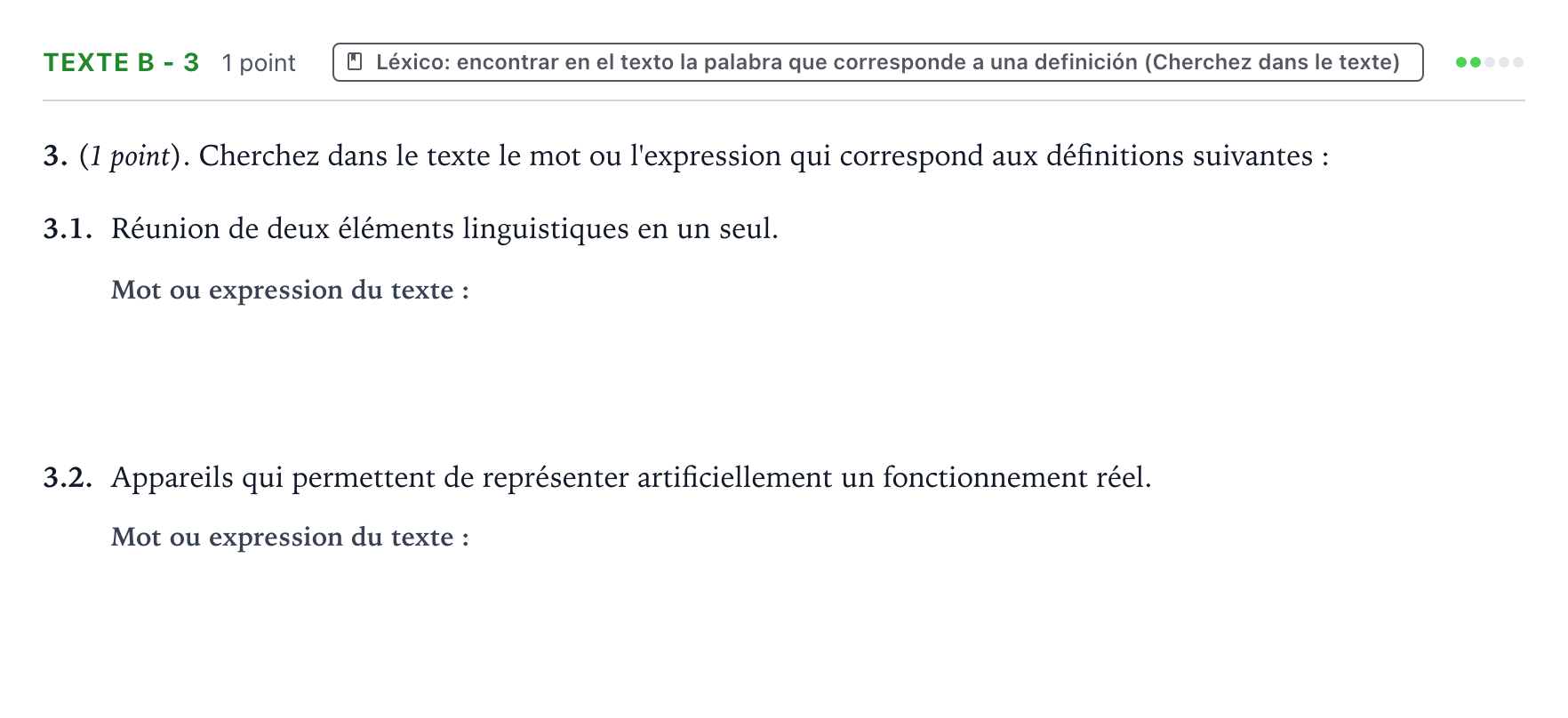 Enunciado: Ejercicio Texte B - 3 · Francés PAU Aragón Extraordinaria 2023