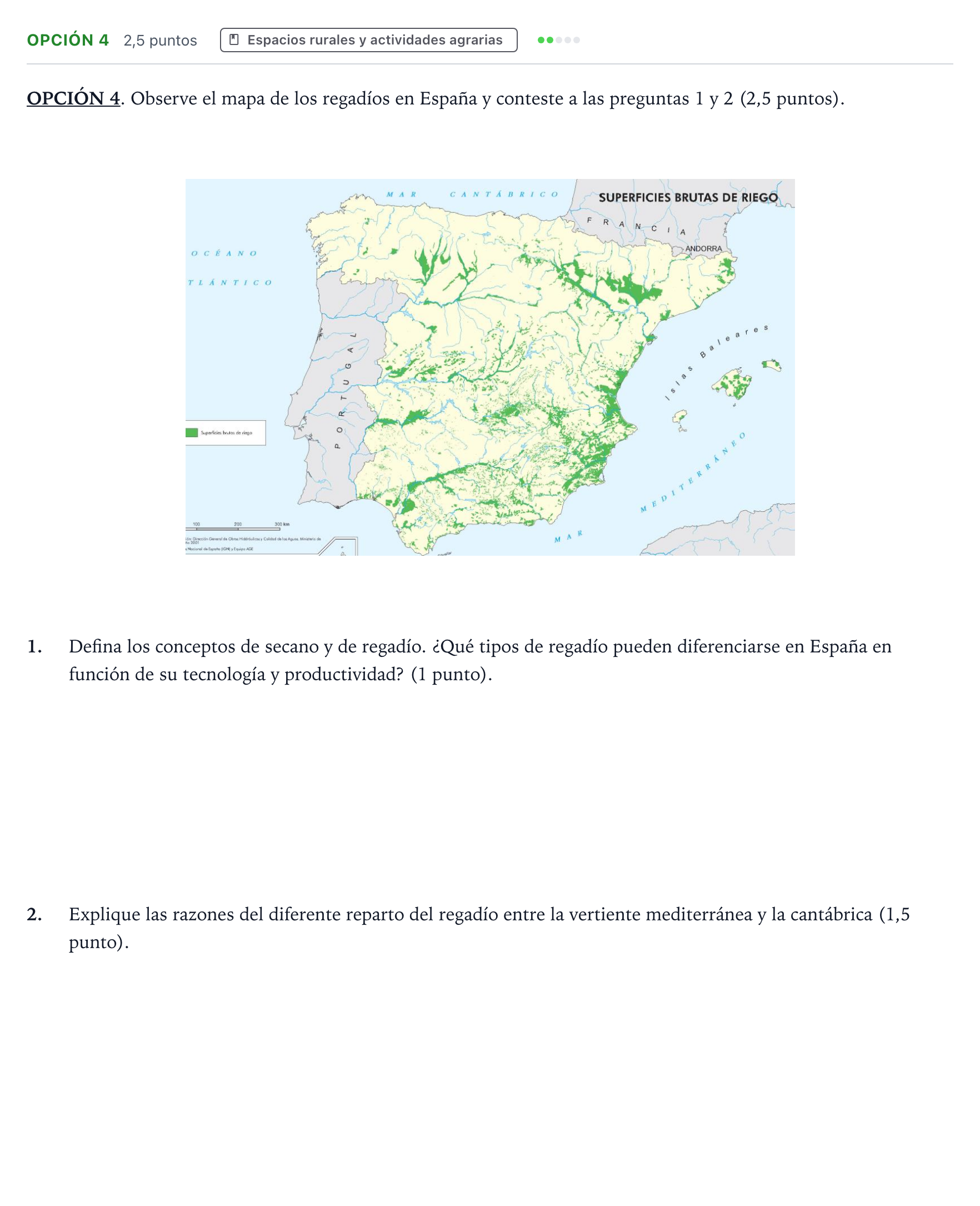 Enunciado: Opción 4 · Geografía PAU Aragón Extraordinaria 2023