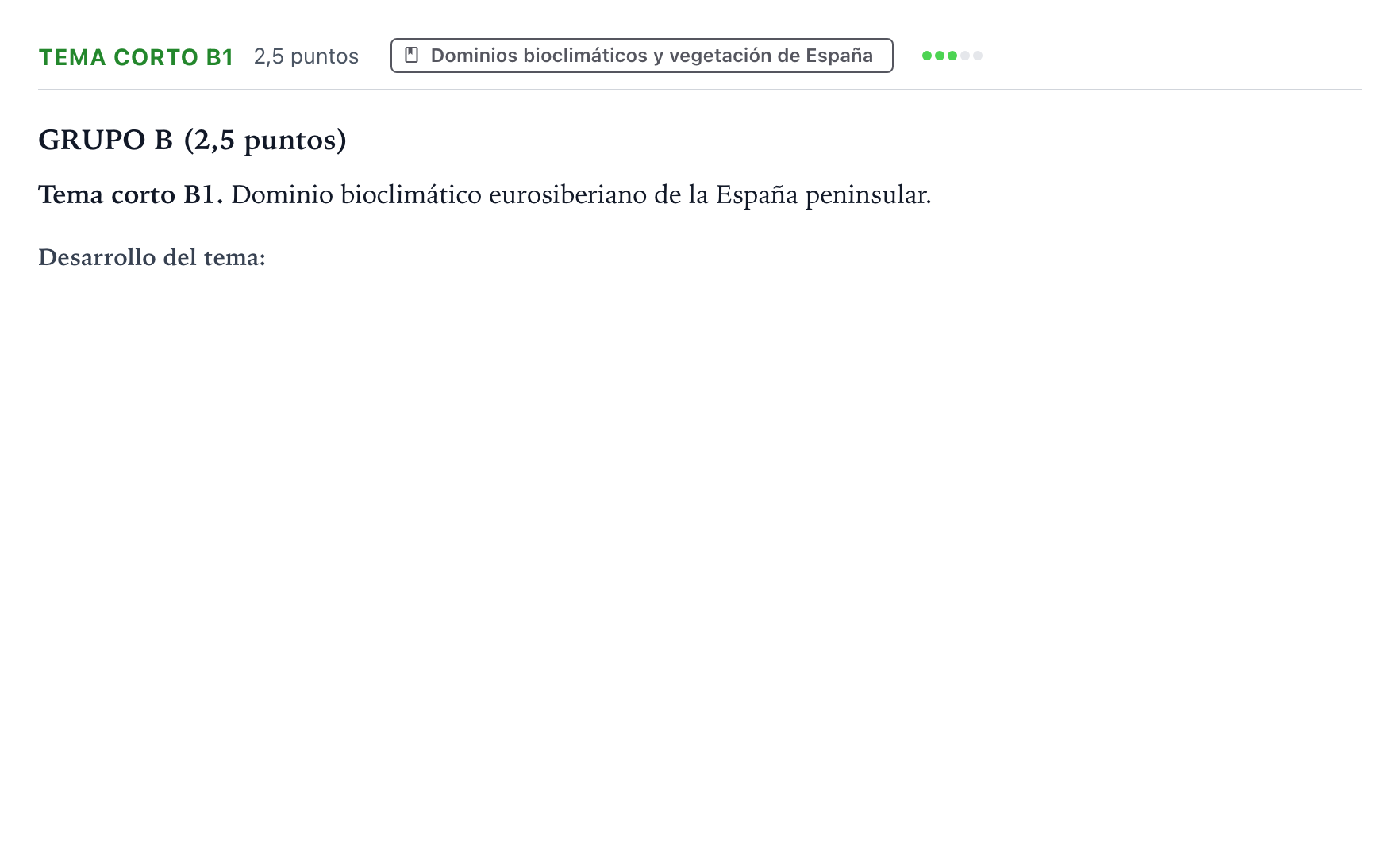 Enunciado: Ejercicio Tema corto B1 · Geografía PAU Aragón Extraordinaria 2023