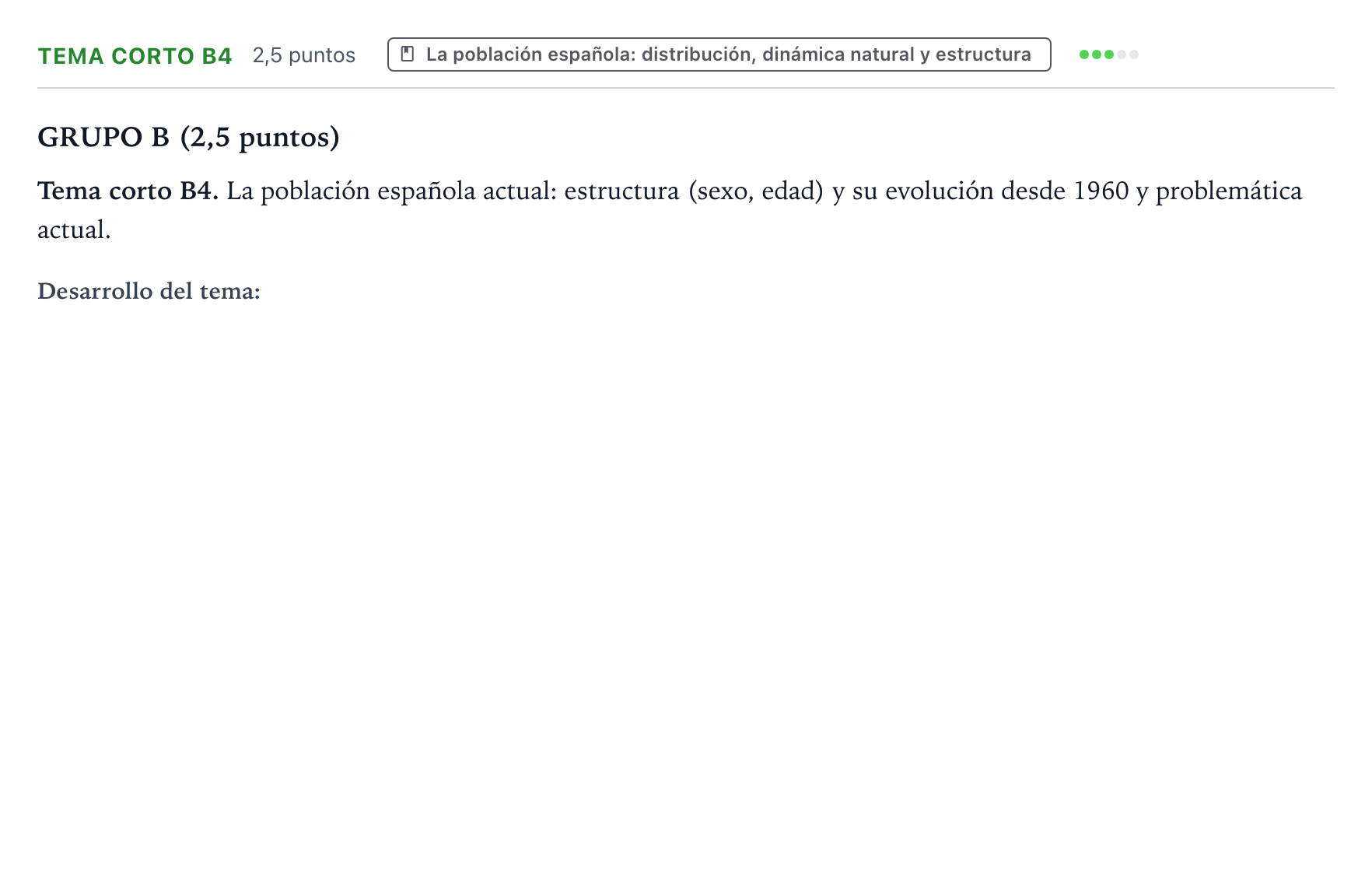 Enunciado: Ejercicio Tema corto B4 · Geografía PAU Aragón Extraordinaria 2023