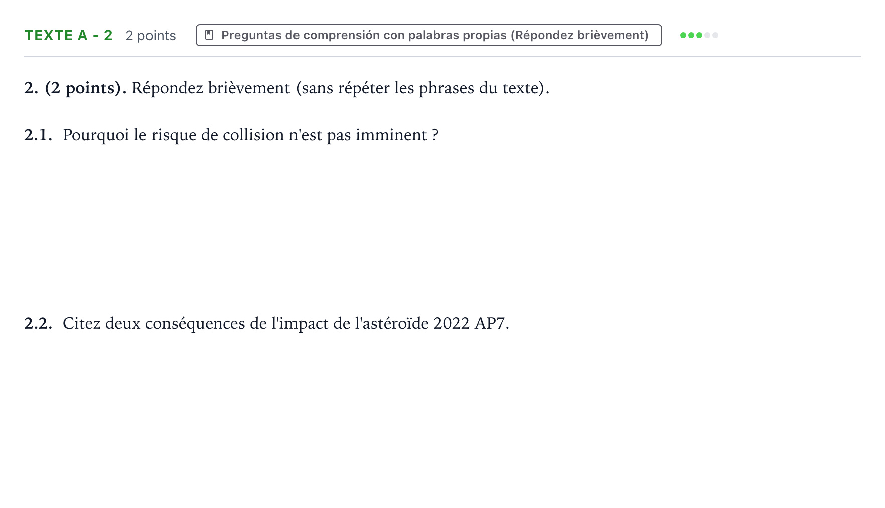 Enunciado: Ejercicio Texte A - 2 · Francés PAU Aragón Ordinaria 2023