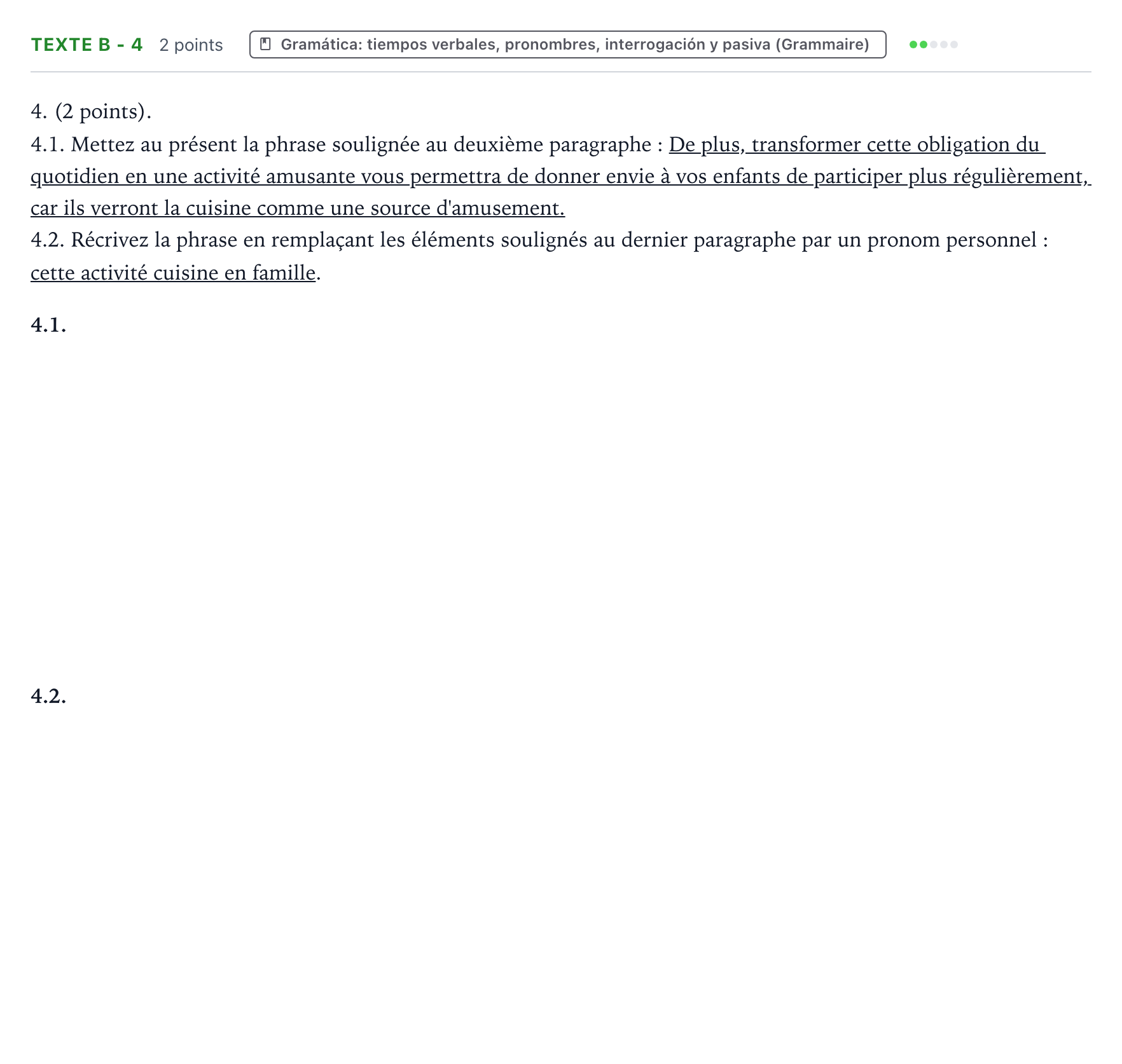Enunciado: Ejercicio Texte B - 4 · Francés PAU Aragón Ordinaria 2023