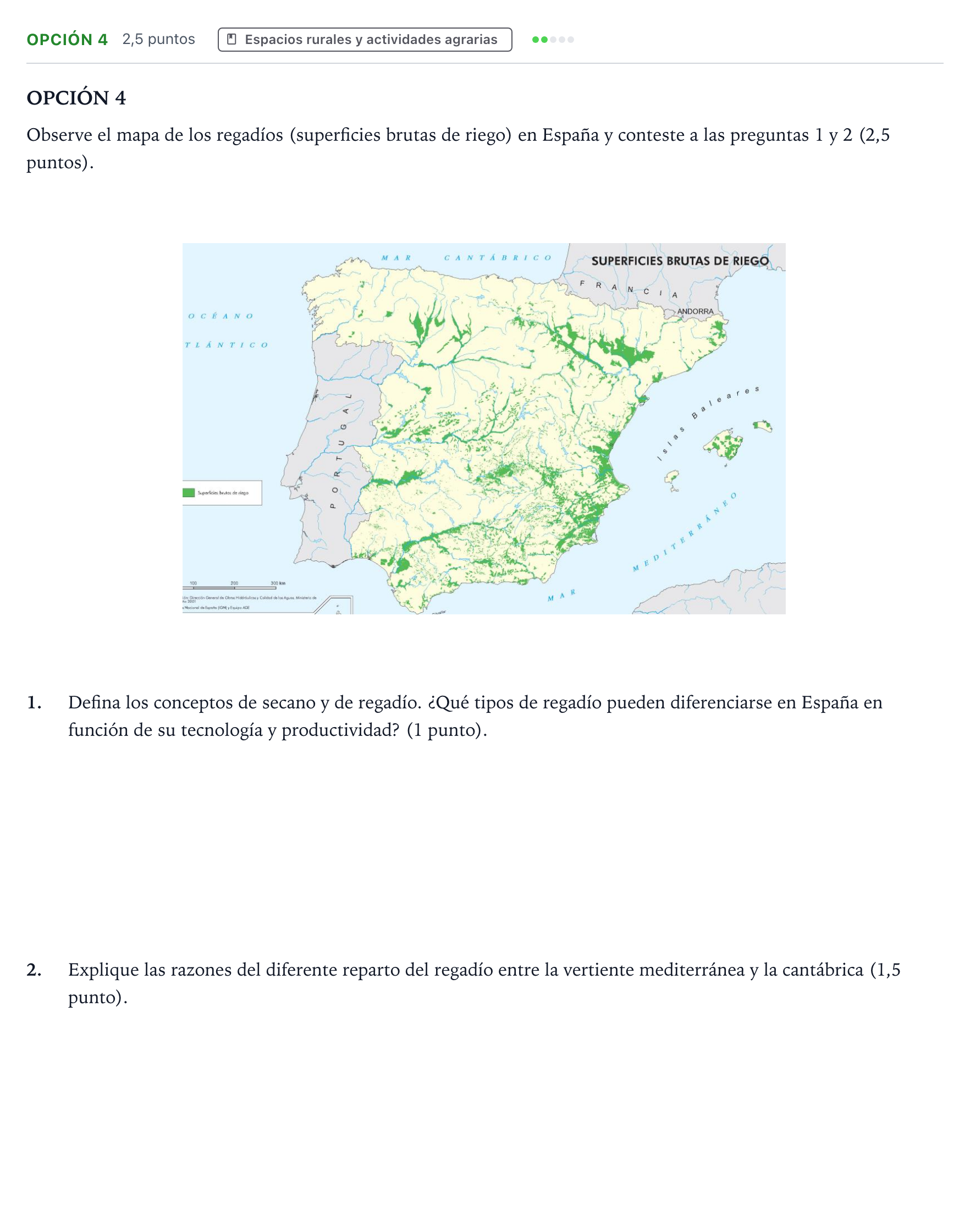 Enunciado: Opción 4 · Geografía PAU Aragón Ordinaria 2023