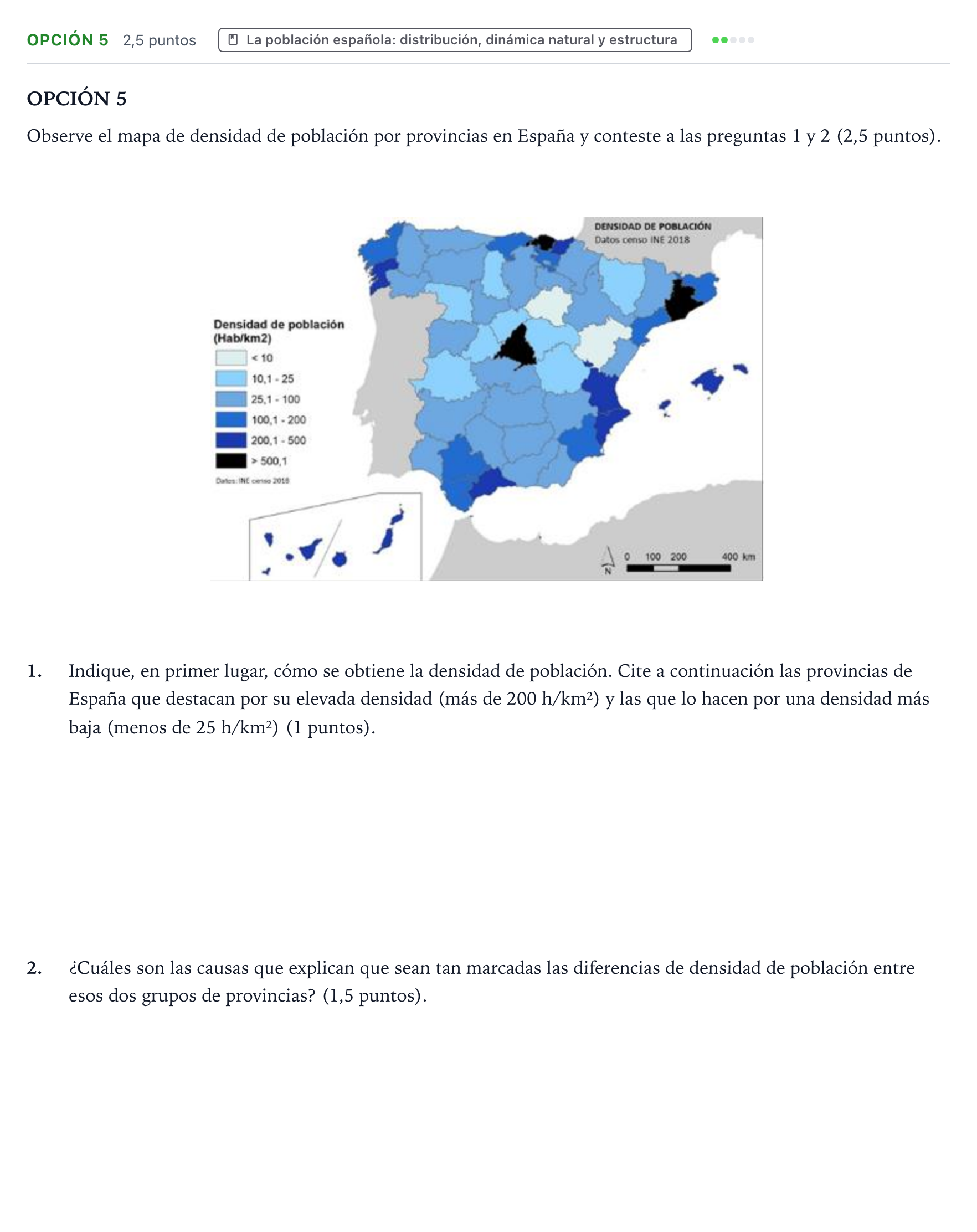 Enunciado: Opción 5 · Geografía PAU Aragón Ordinaria 2023