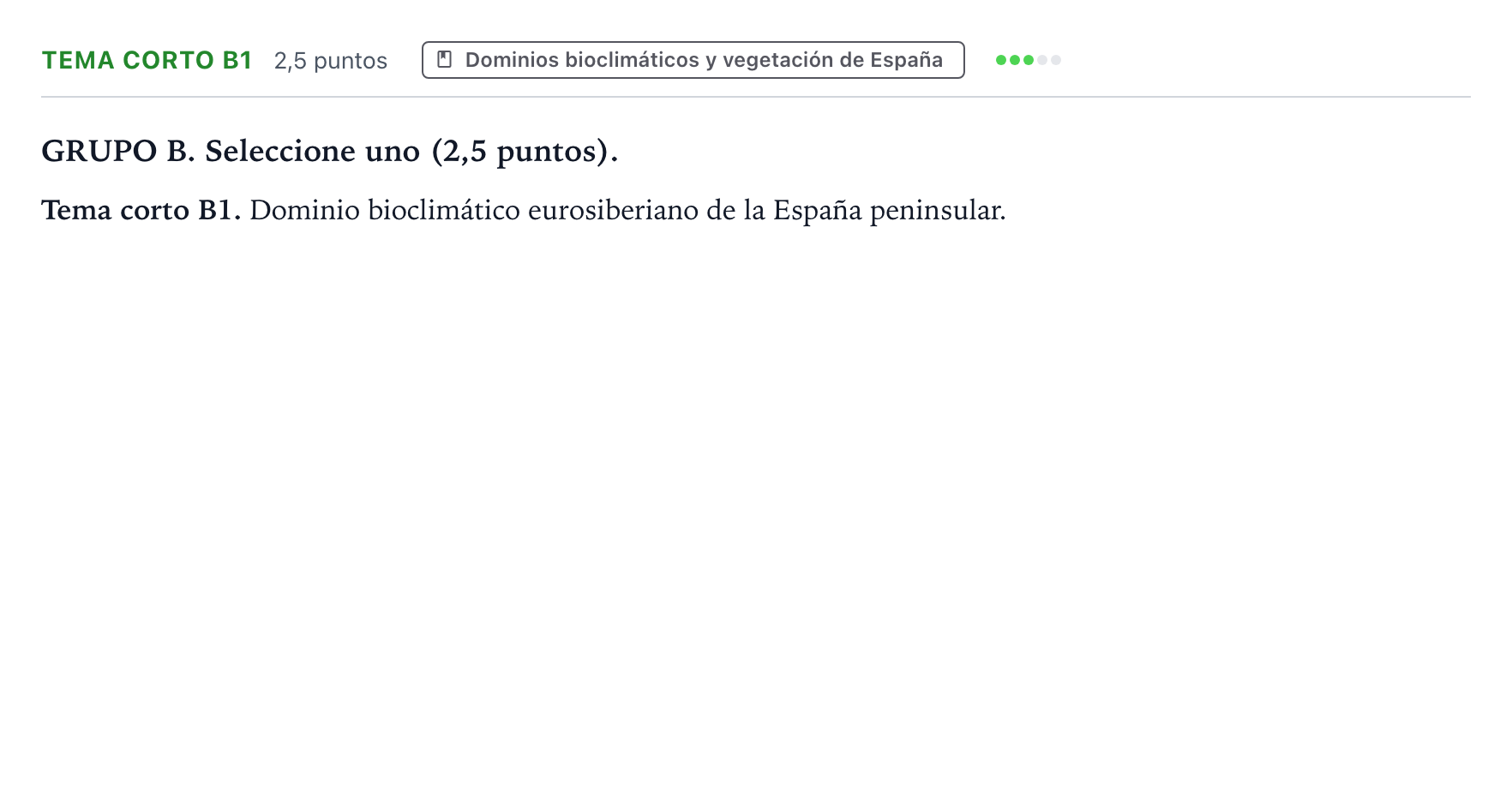 Enunciado: Ejercicio Tema corto B1 · Geografía PAU Aragón Ordinaria 2023