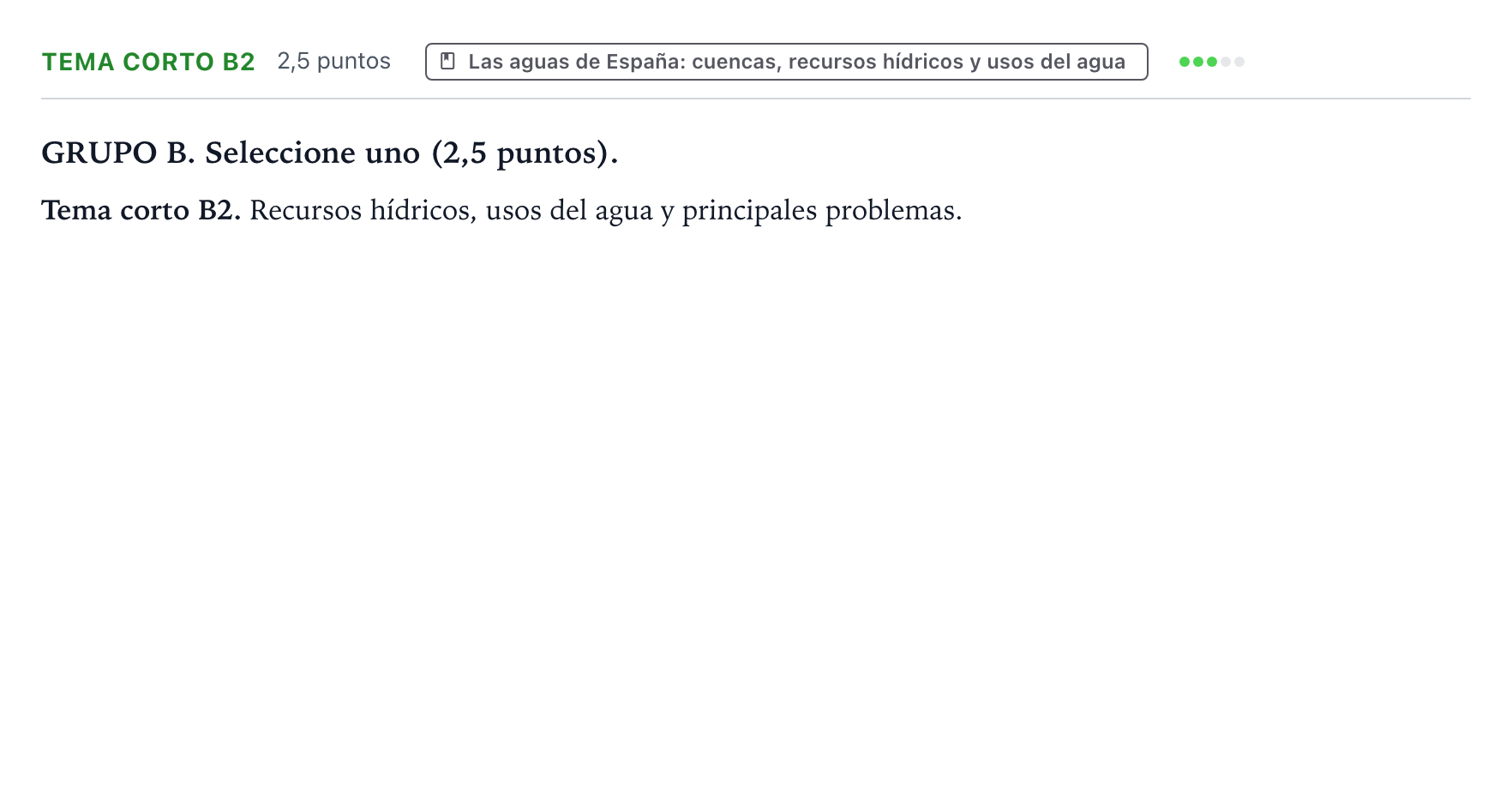 Enunciado: Ejercicio Tema corto B2 · Geografía PAU Aragón Ordinaria 2023