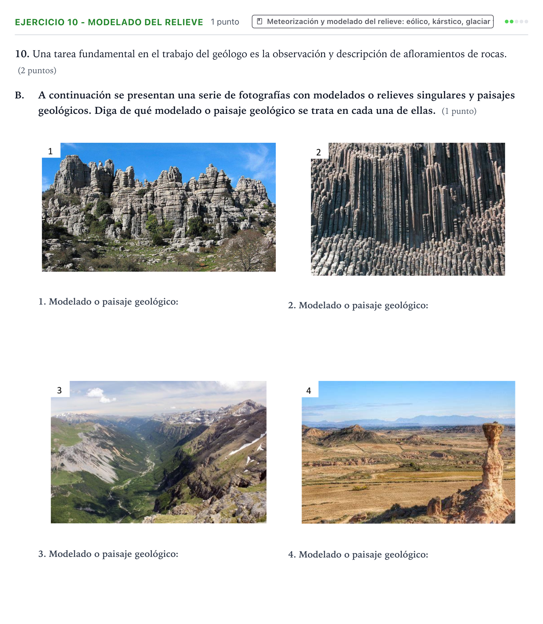 Enunciado: Ejercicio 10 - Modelado del relieve · Geología y Ciencias Ambientales PAU Aragón Extraordinaria 2023