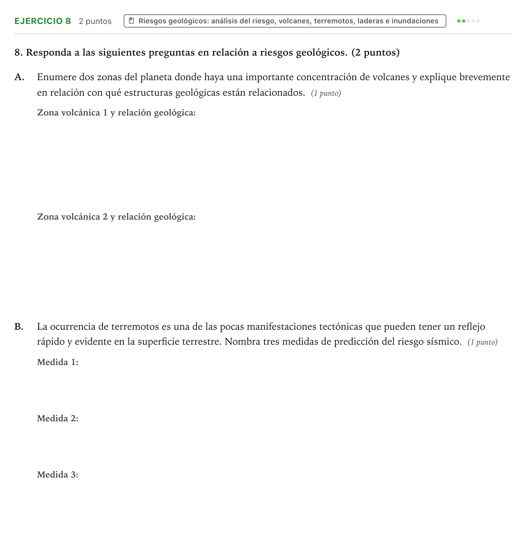 Enunciado: Problema 8 · Geología y Ciencias Ambientales PAU Aragón Extraordinaria 2023