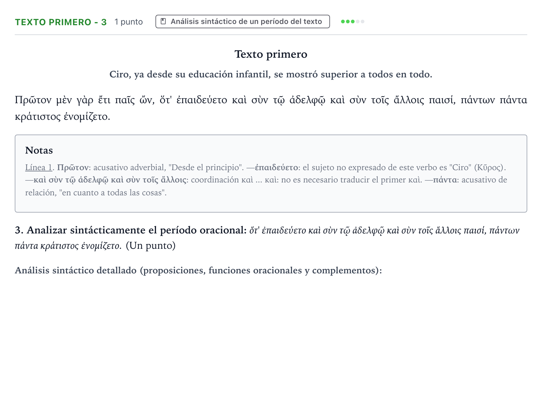 Enunciado: Ejercicio Texto primero - 3 · Griego II PAU Aragón Extraordinaria 2023