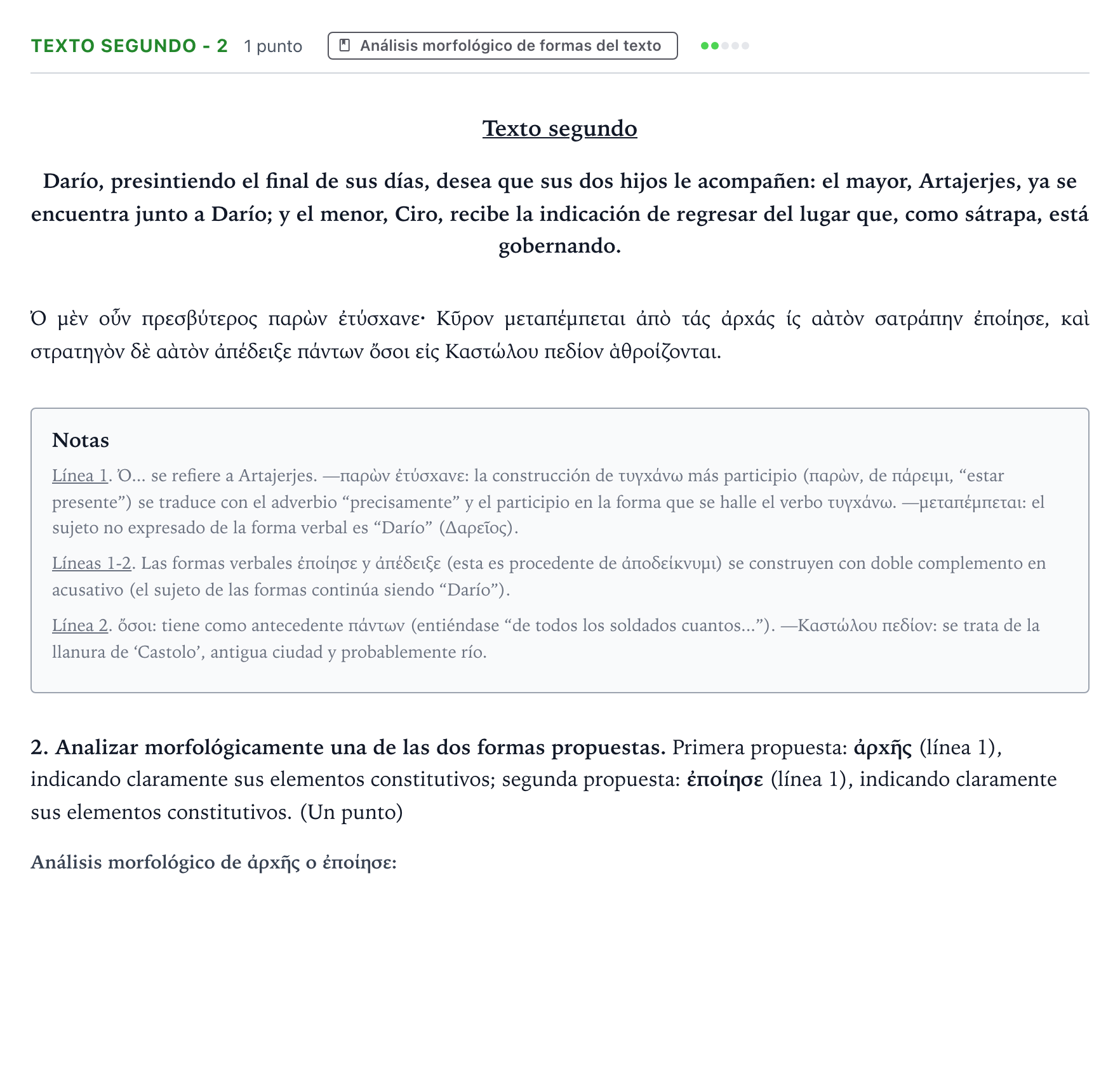 Enunciado: Ejercicio Texto segundo - 2 · Griego II PAU Aragón Extraordinaria 2023