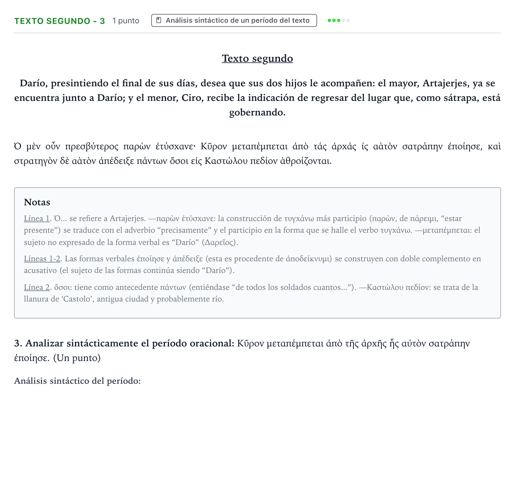 Enunciado: Ejercicio Texto segundo - 3 · Griego II PAU Aragón Extraordinaria 2023