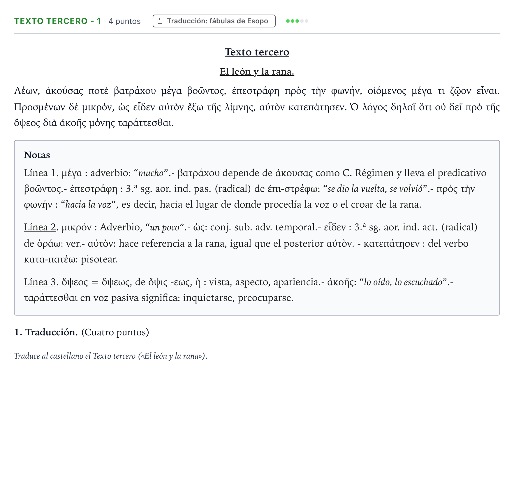 Enunciado: Ejercicio Texto tercero - 1 · Griego II PAU Aragón Extraordinaria 2023