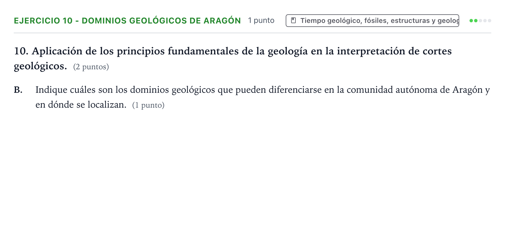 Enunciado: Ejercicio 10 - Dominios geológicos de Aragón · Geología y Ciencias Ambientales PAU Aragón Ordinaria 2023