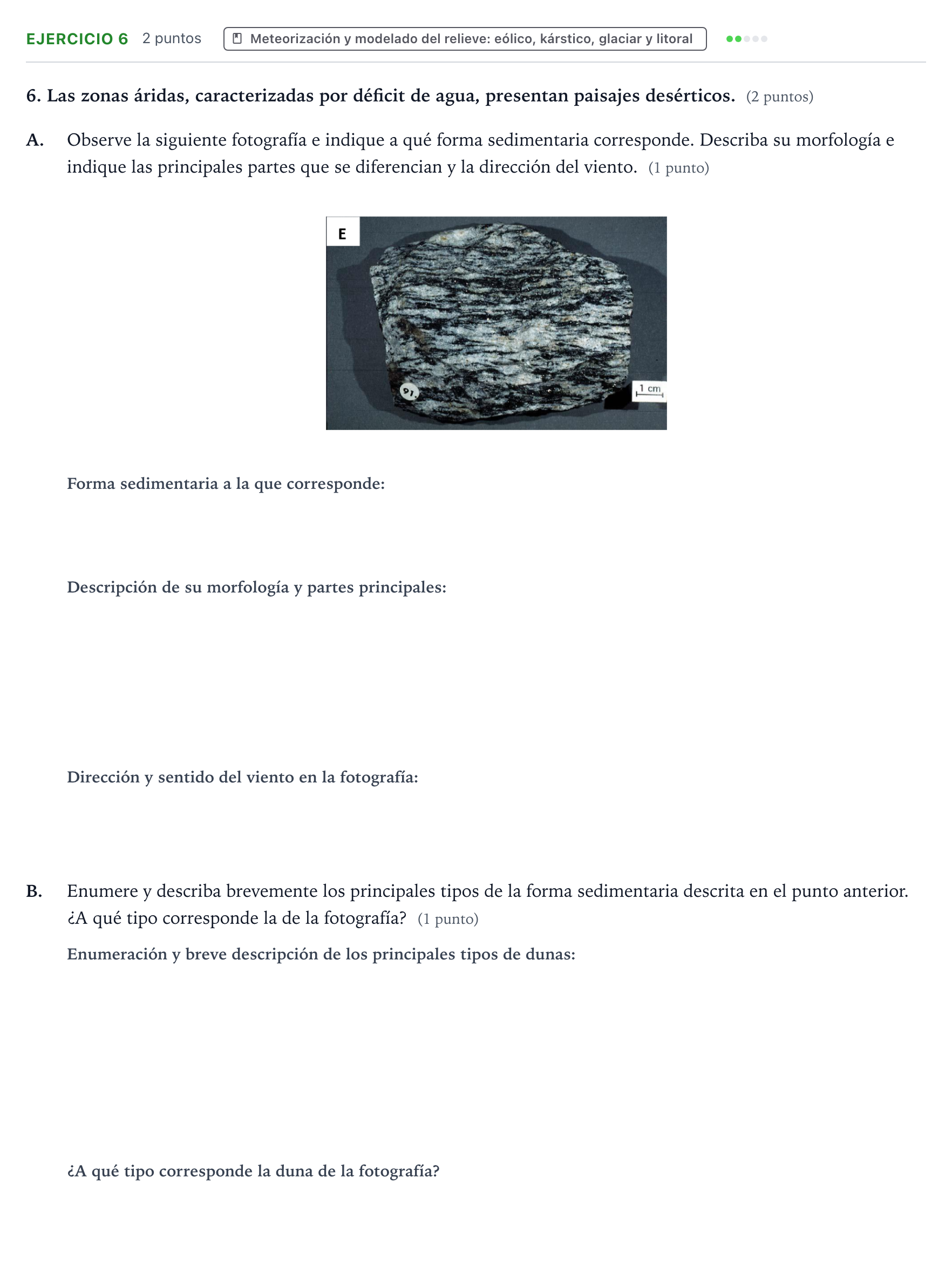 Enunciado: Problema 6 · Geología y Ciencias Ambientales PAU Aragón Ordinaria 2023