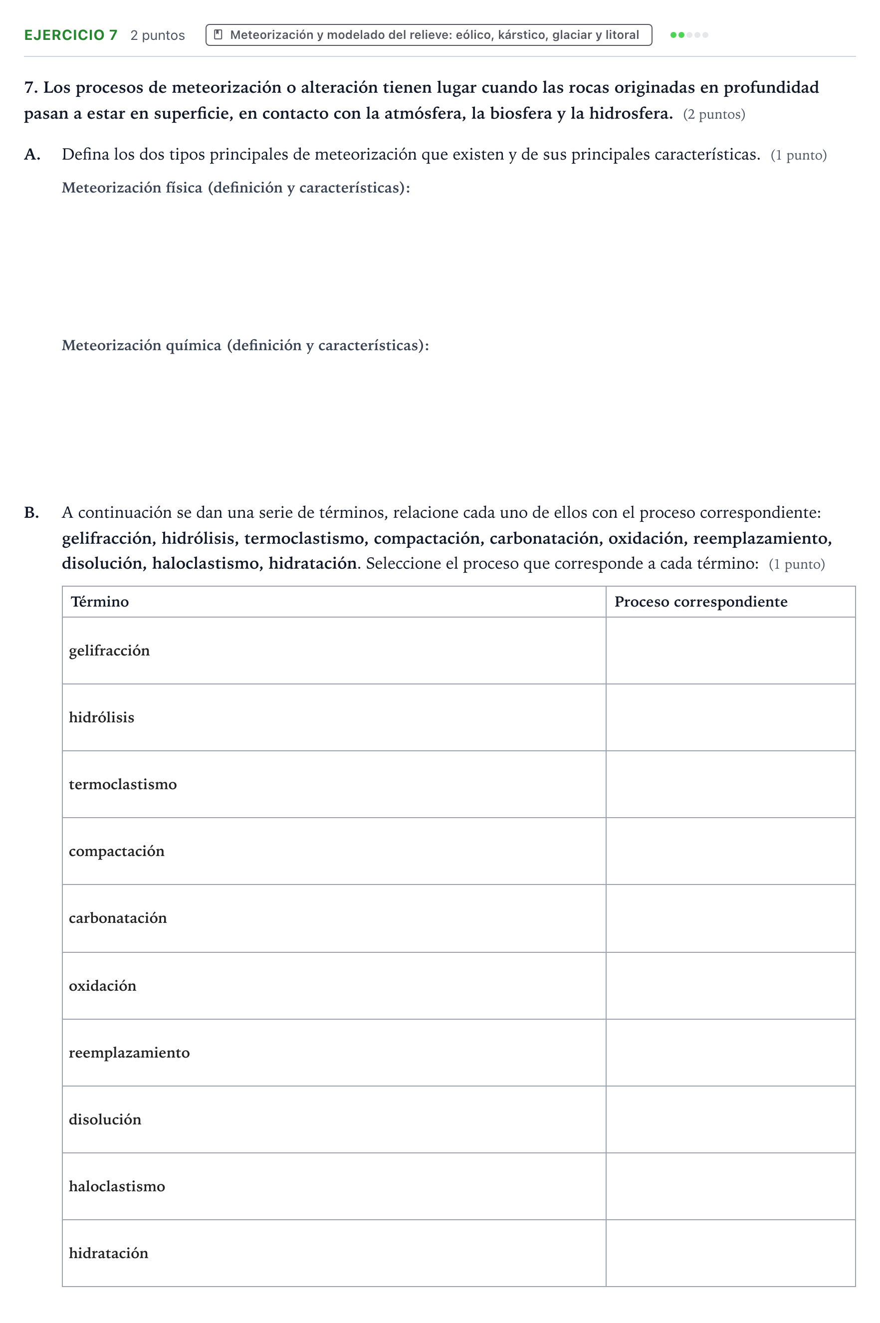 Enunciado: Problema 7 · Geología y Ciencias Ambientales PAU Aragón Ordinaria 2023