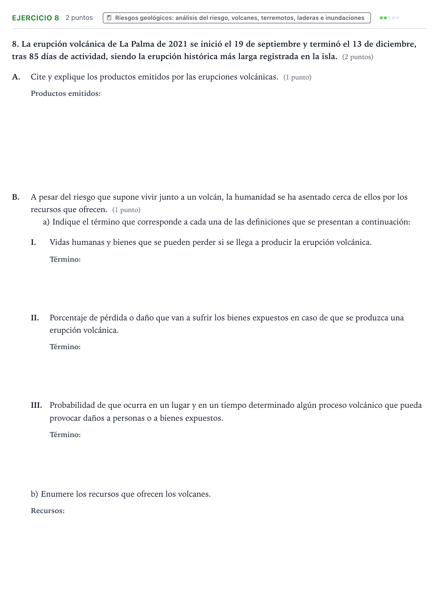 Enunciado: Problema 8 · Geología y Ciencias Ambientales PAU Aragón Ordinaria 2023
