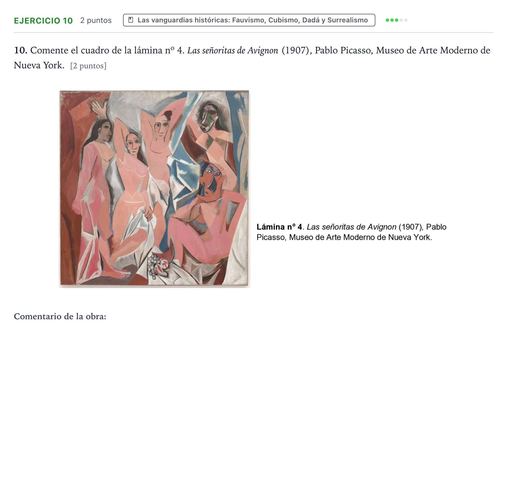 Enunciado: Problema 10 · Historia del Arte PAU Aragón Extraordinaria 2023