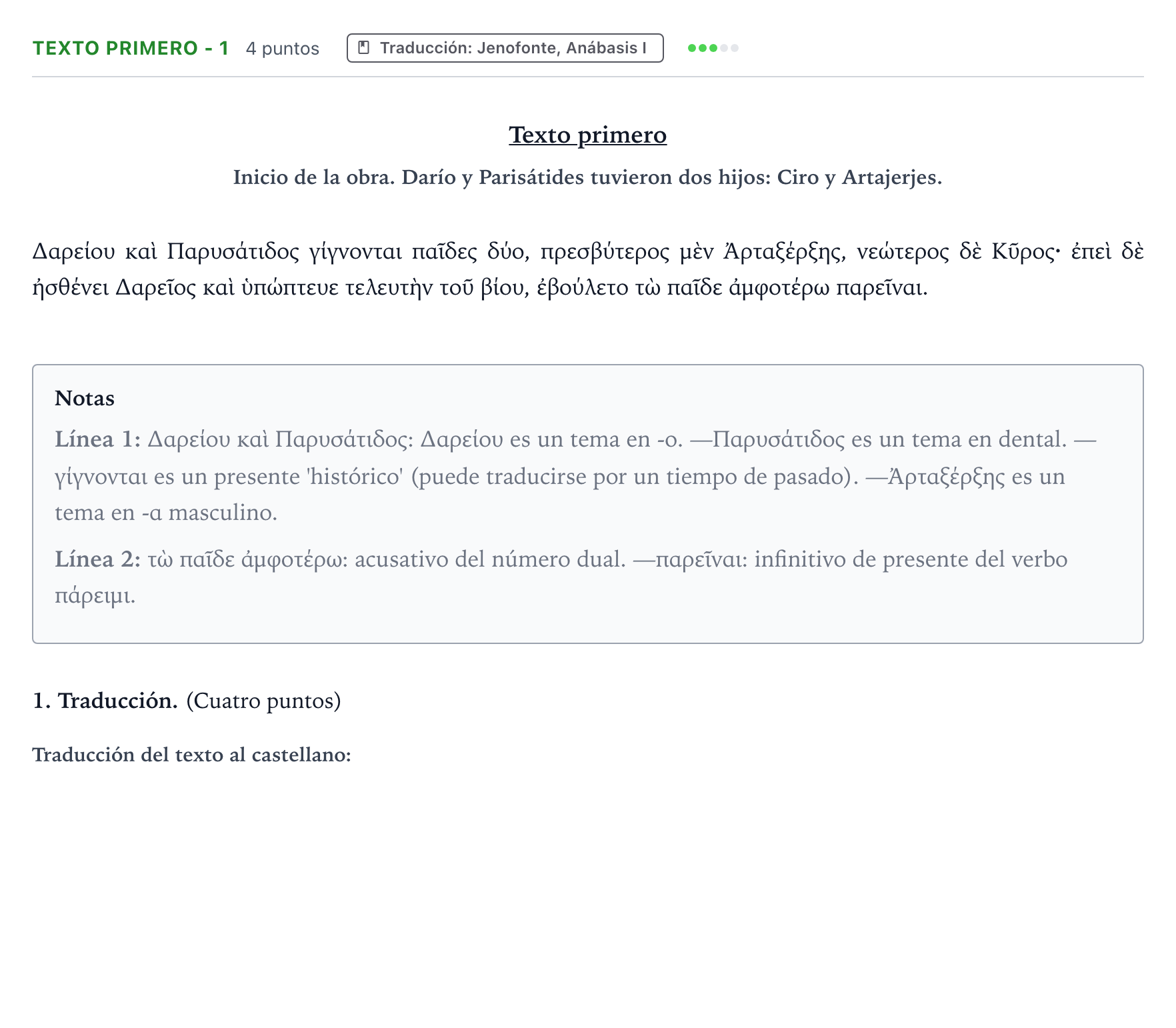 Enunciado: Ejercicio Texto primero - 1 · Griego II PAU Aragón Ordinaria 2023
