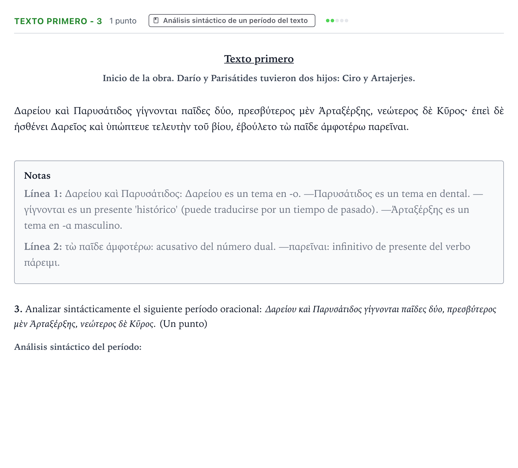 Enunciado: Ejercicio Texto primero - 3 · Griego II PAU Aragón Ordinaria 2023