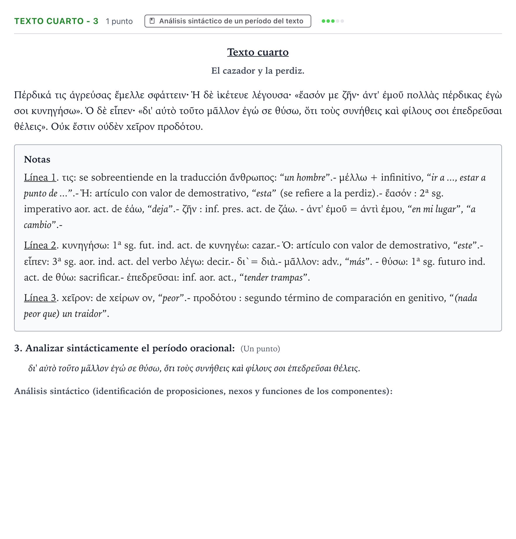 Enunciado: Ejercicio Texto cuarto - 3 · Griego II PAU Aragón Ordinaria 2023