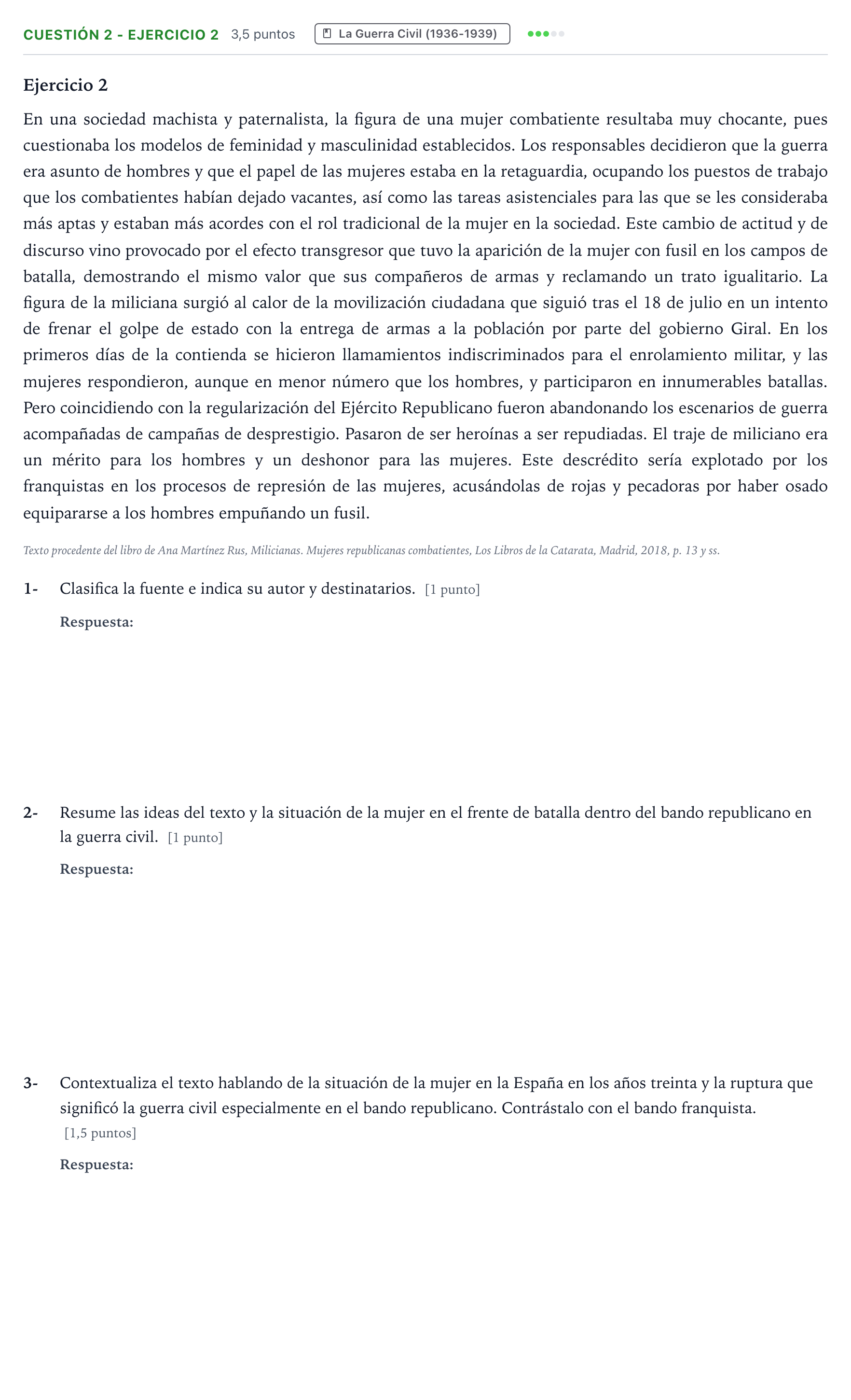 Enunciado: Cuestión 2 - Ejercicio 2 · Historia de España PAU Aragón Ordinaria 2023