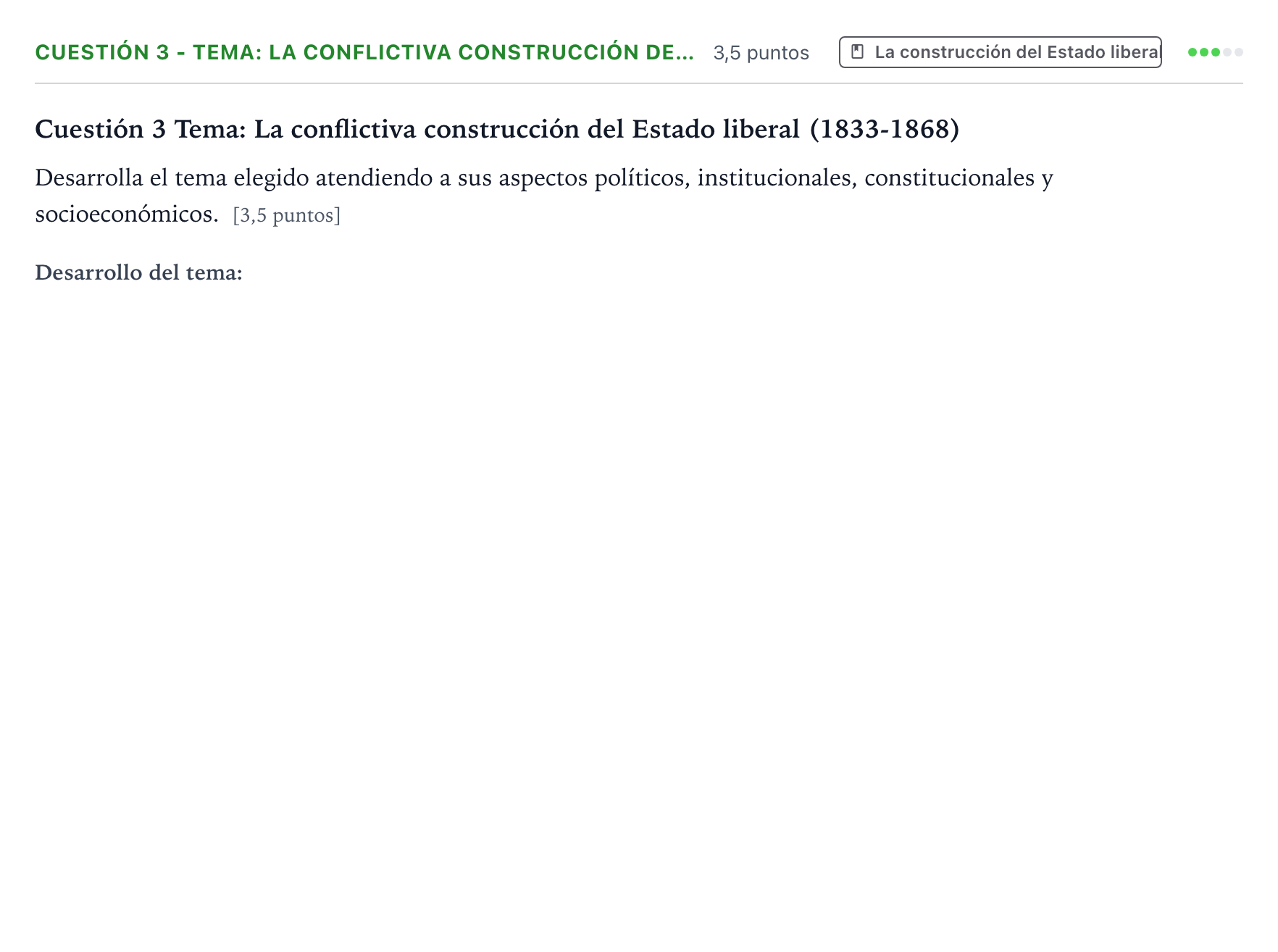 Enunciado: Cuestión 3 - Tema: La conflictiva construcción de… · Historia de España PAU Aragón Ordinaria 2023