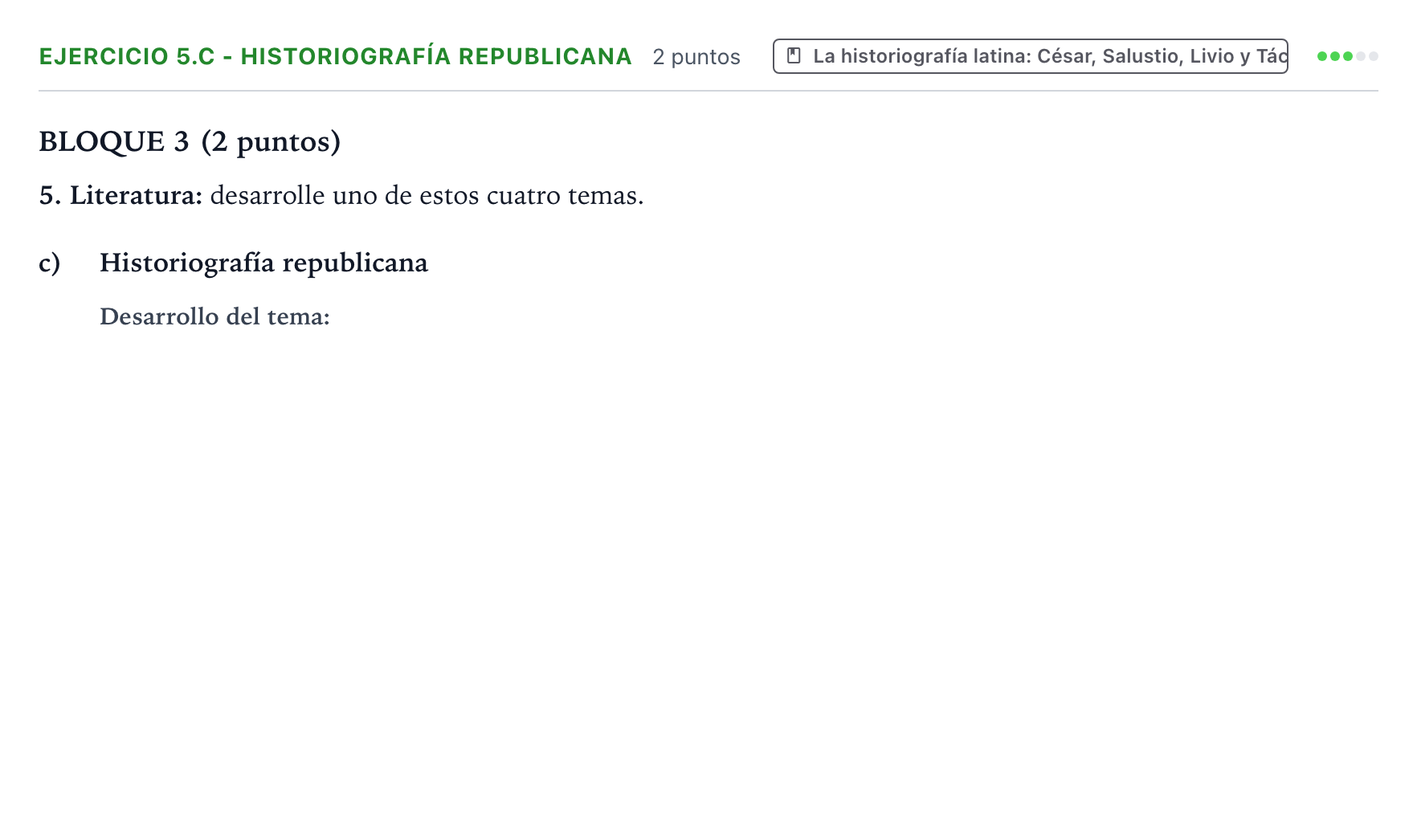 Enunciado: Ejercicio 5.c - Historiografía republicana · Latín II PAU Aragón Extraordinaria 2023